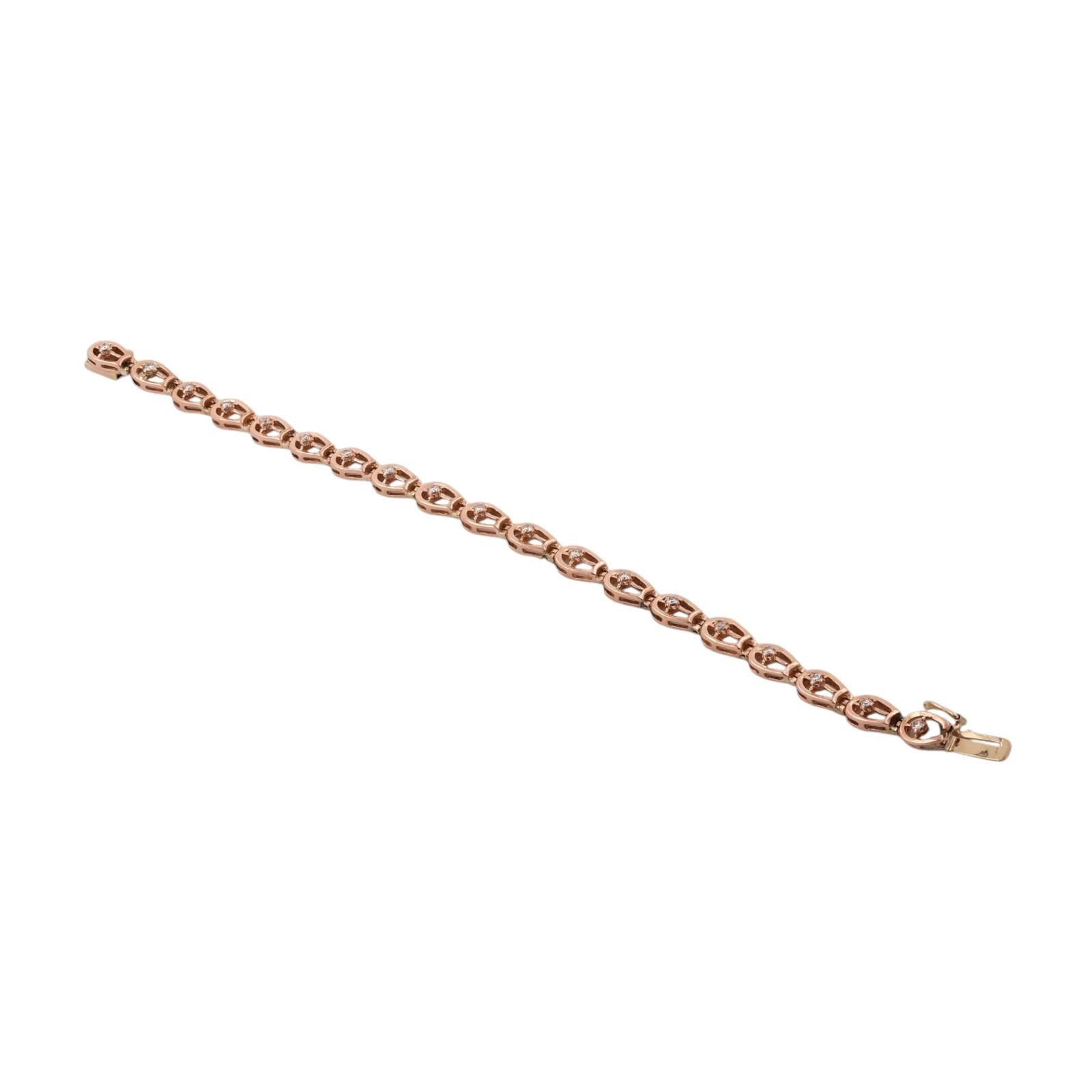 14K Two Tone Rose Yellow Gold 0.40 CTW Natural Diamond Link Bracelet 7"