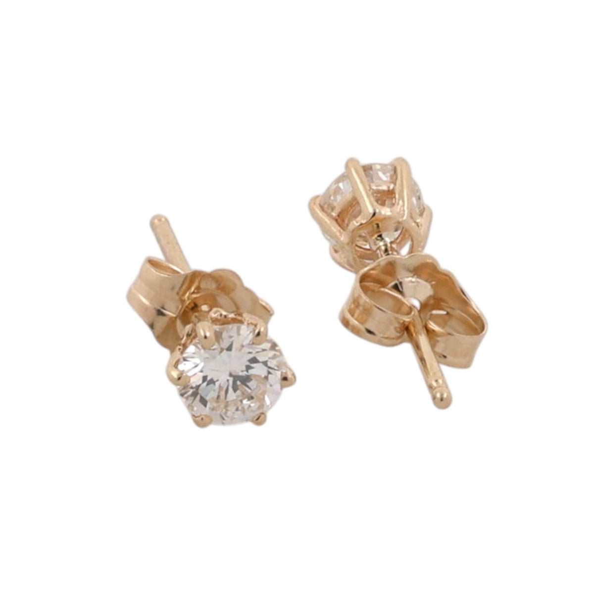 Natural Diamond Stud Earrings 14K Yellow Gold 0.70 CTW 6-Prong 5.4mm