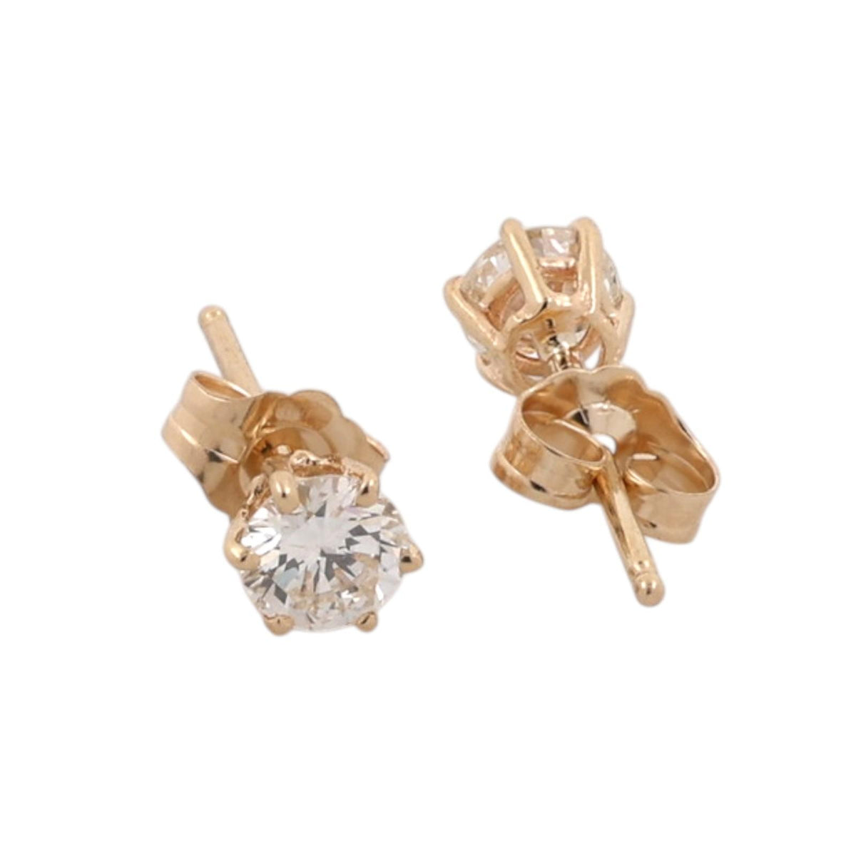 Natural Diamond Stud Earrings 14K Yellow Gold 0.70 CTW 6-Prong 5.4mm