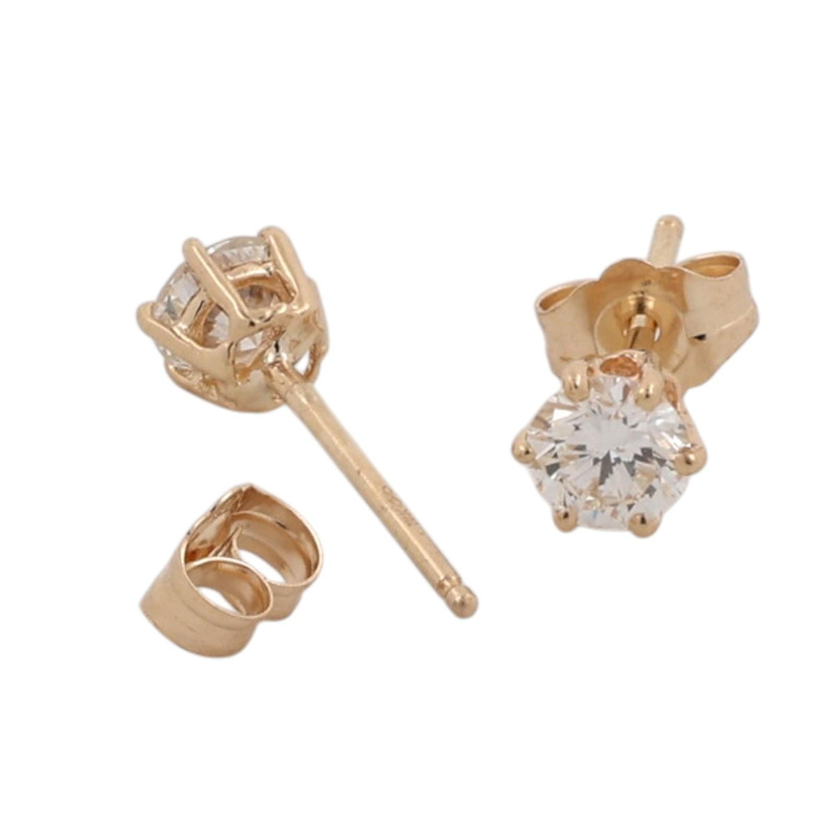 Natural Diamond Stud Earrings 14K Yellow Gold 0.70 CTW 6-Prong 5.4mm