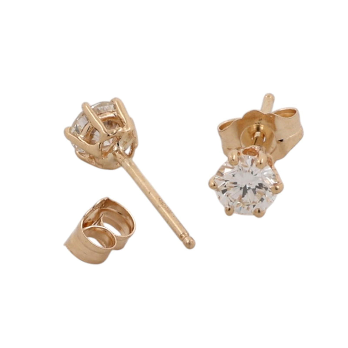 Natural Diamond Stud Earrings 14K Yellow Gold 0.70 CTW 6-Prong 5.4mm