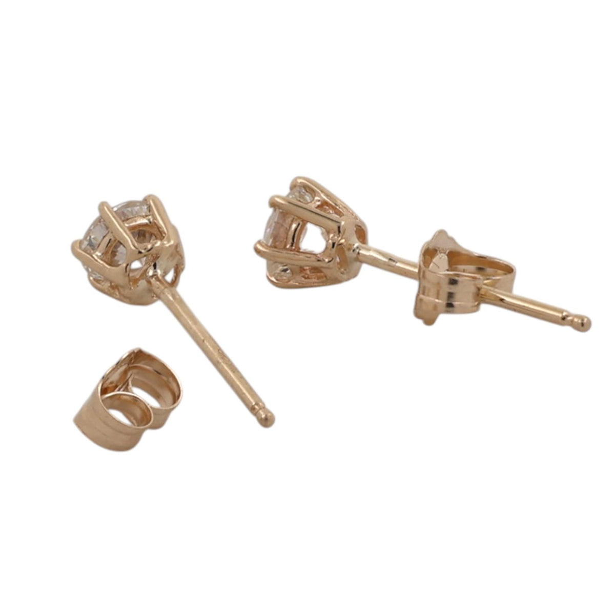 Natural Diamond Stud Earrings 14K Yellow Gold 0.70 CTW 6-Prong 5.4mm