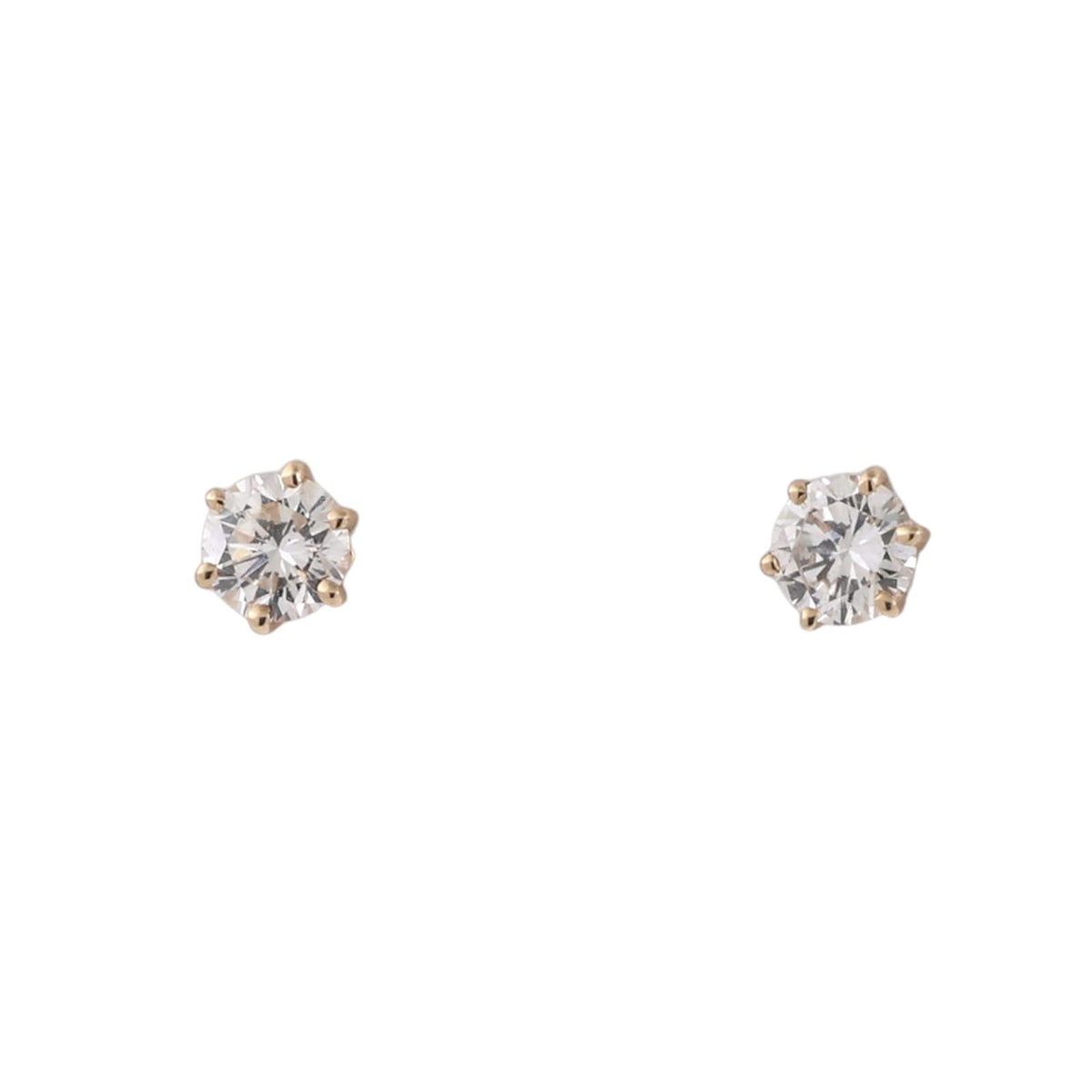 Natural Diamond Stud Earrings 14K Yellow Gold 0.70 CTW 6-Prong 5.4mm