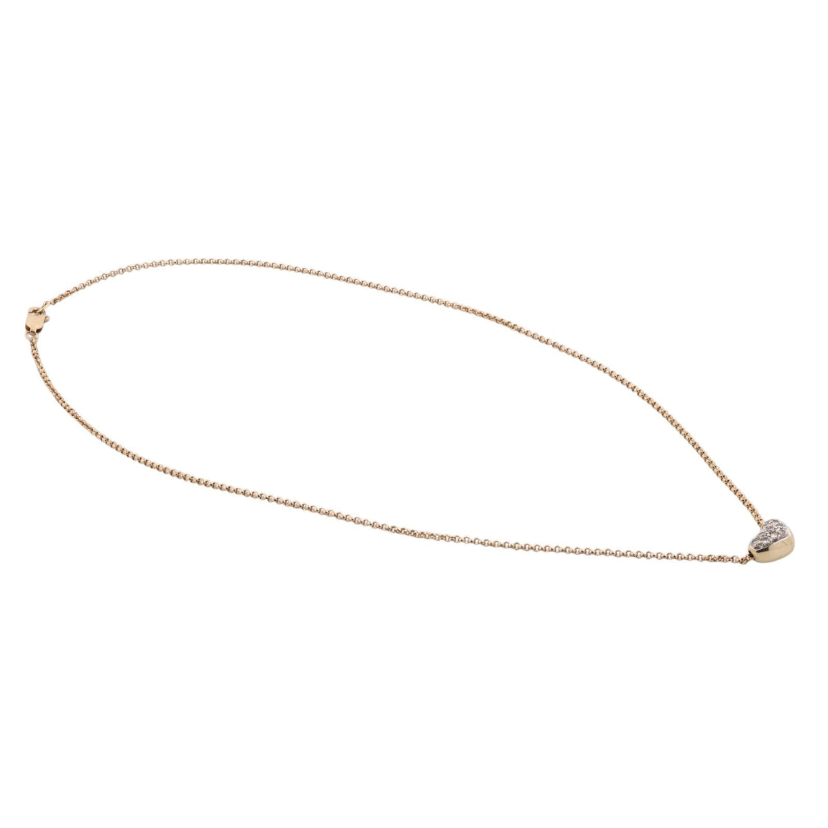 Cluster Diamond Heart Pendant Necklace 14K Yellow Gold 0.22 CTW 17.25" Estate
