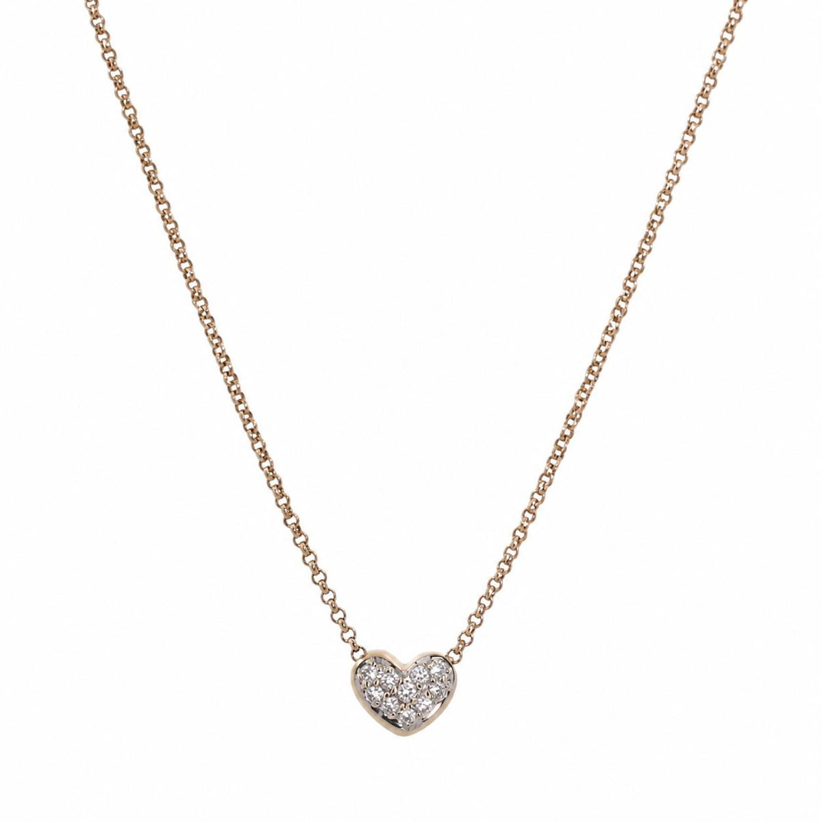 Cluster Diamond Heart Pendant Necklace 14K Yellow Gold 0.22 CTW 17.25" Estate
