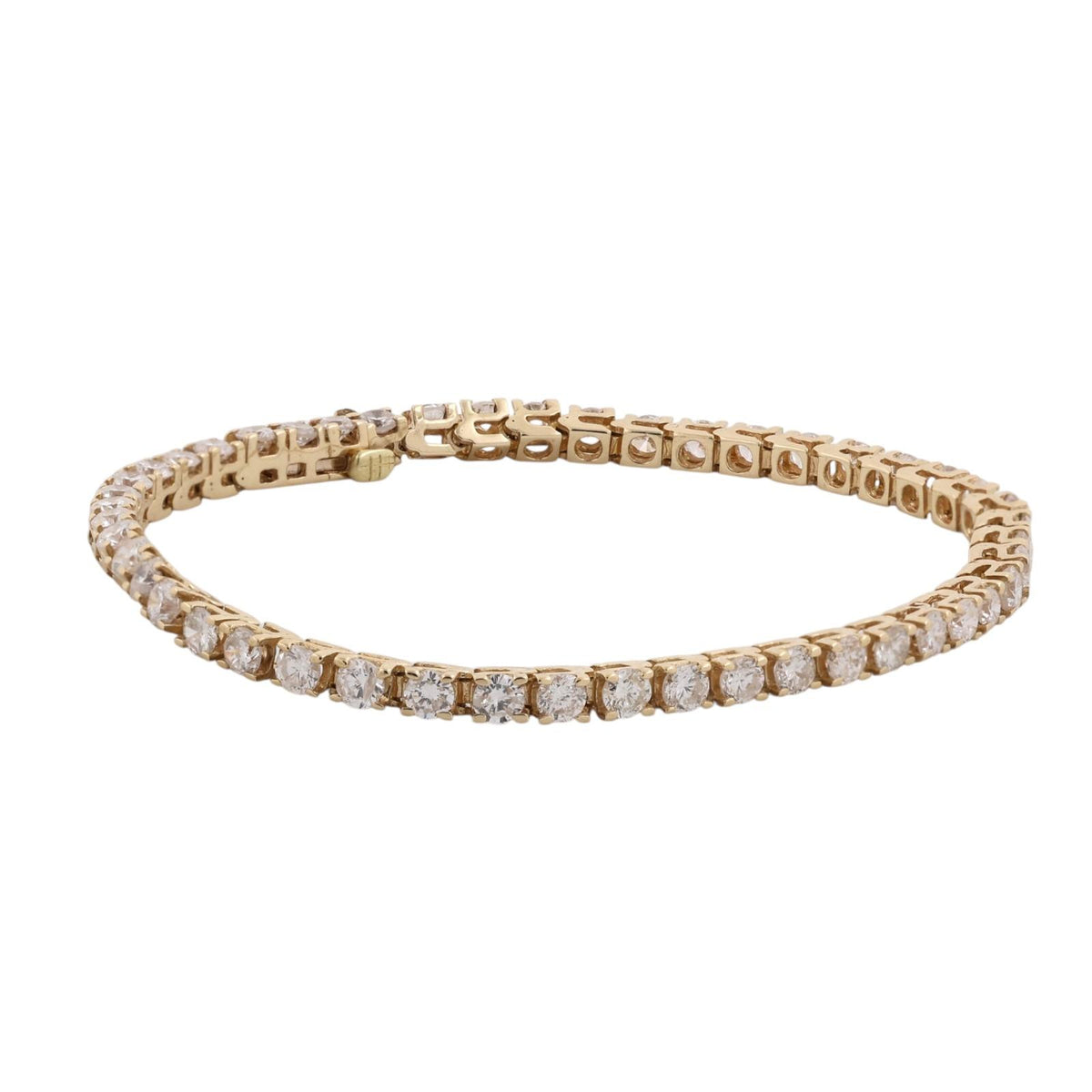Natural Diamond Tennis Bracelet 14K Yellow Gold 5.00 CTW Round 7.25"