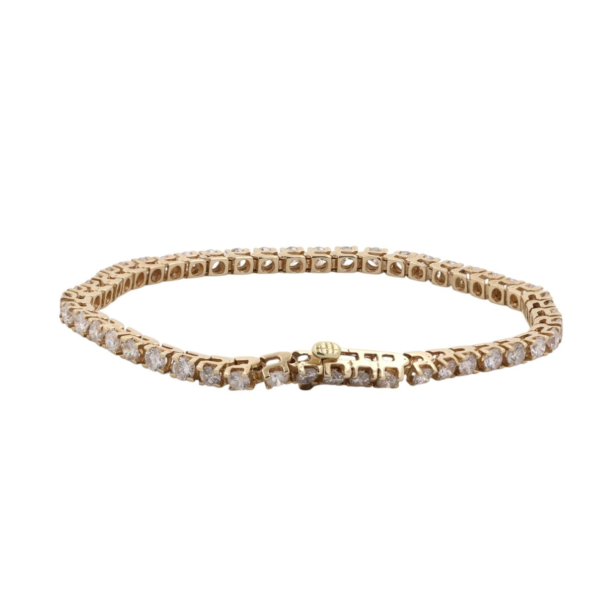 Natural Diamond Tennis Bracelet 14K Yellow Gold 5.00 CTW Round 7.25"