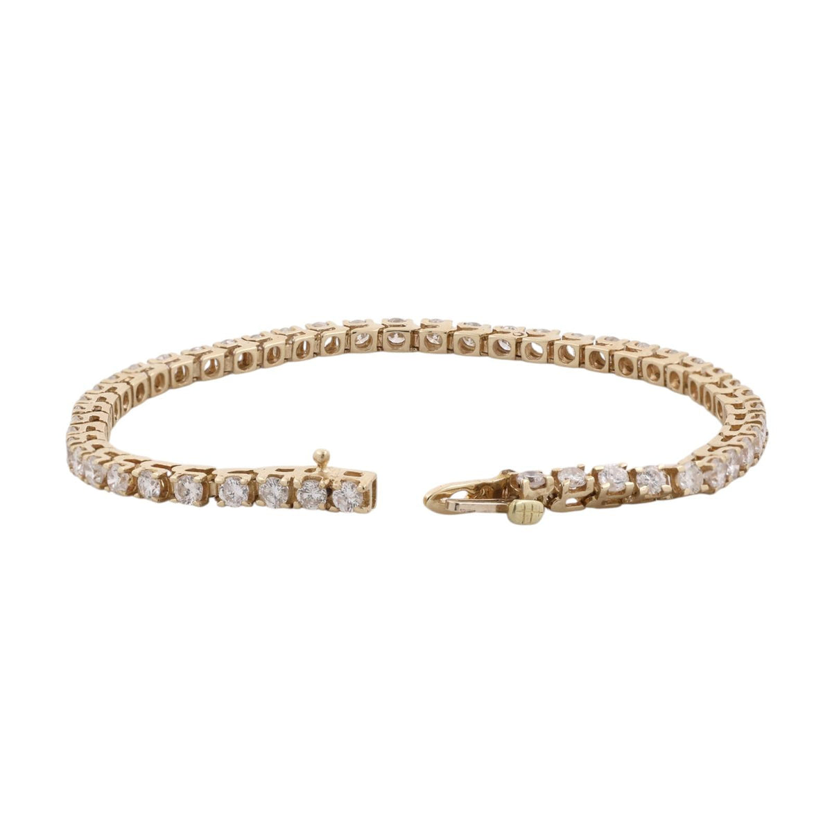 Natural Diamond Tennis Bracelet 14K Yellow Gold 5.00 CTW Round 7.25"