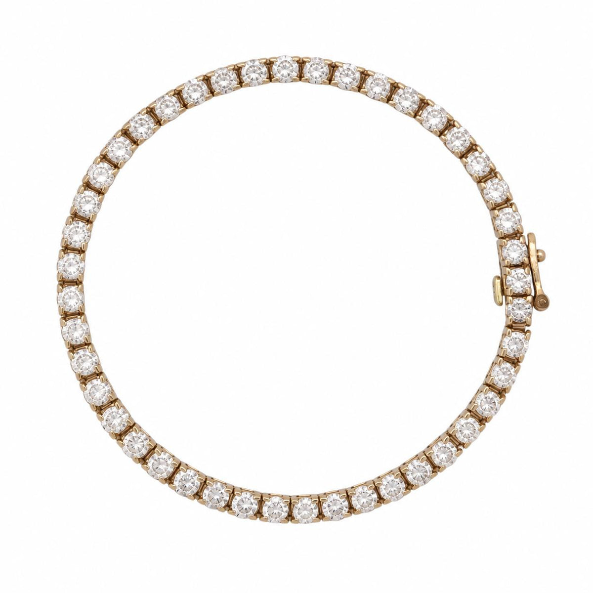 Natural Diamond Tennis Bracelet 14K Yellow Gold 5.00 CTW Round 7.25"
