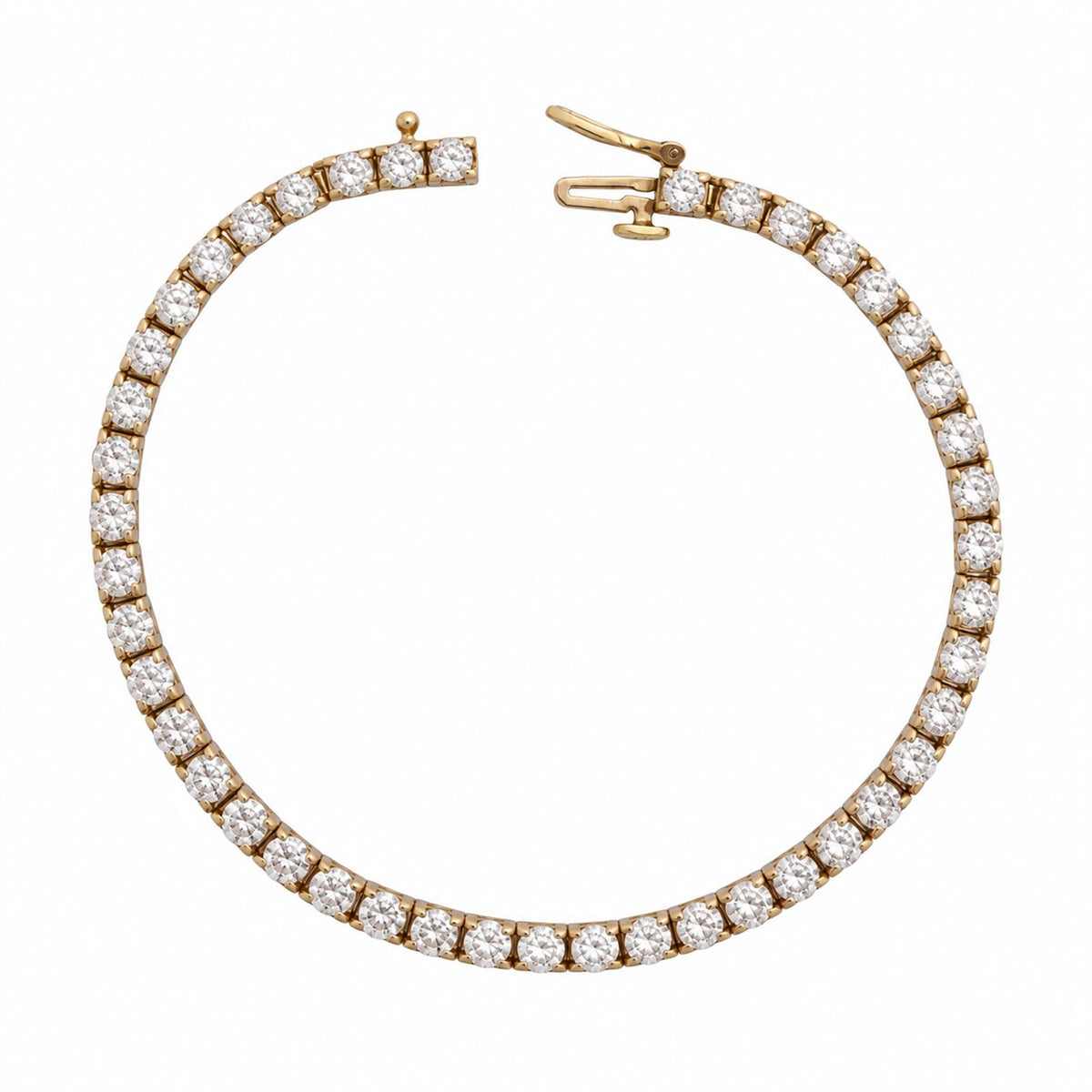 Natural Diamond Tennis Bracelet 14K Yellow Gold 5.00 CTW Round 7.25"