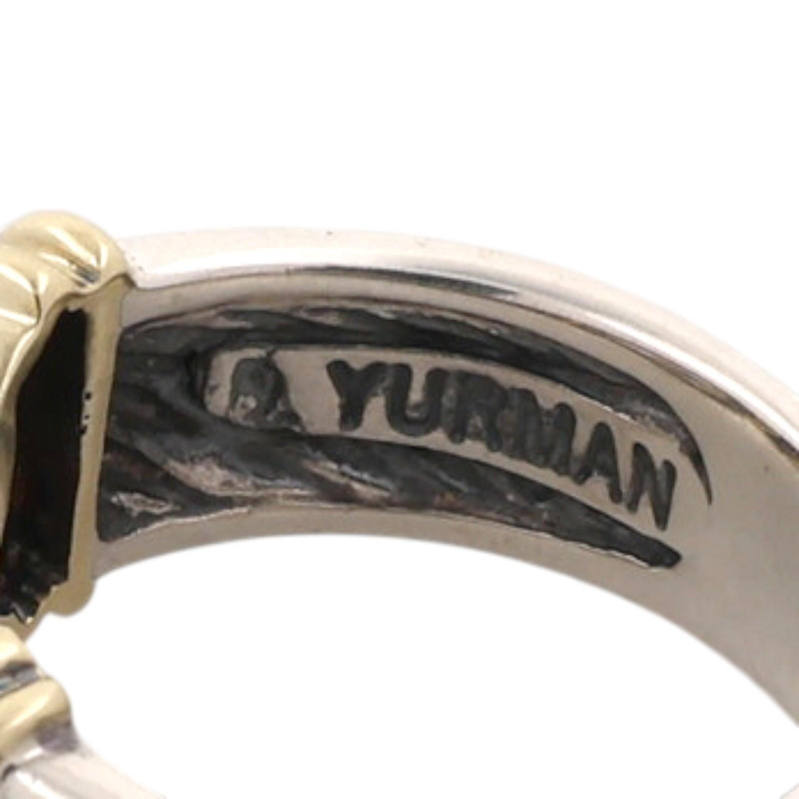 David Yurman Buckle Ring 14K Yellow Gold Sterling Silver Cable Size 7
