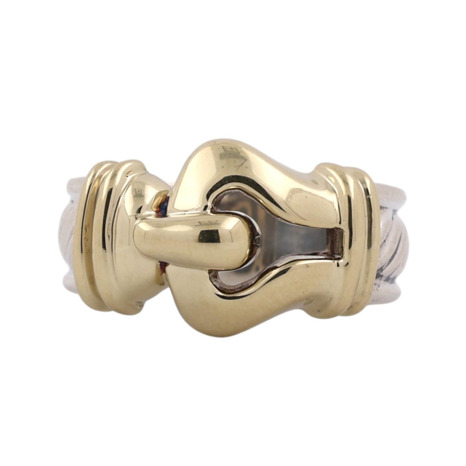 David Yurman Buckle Ring 14K Yellow Gold Sterling Silver Cable Size 7
