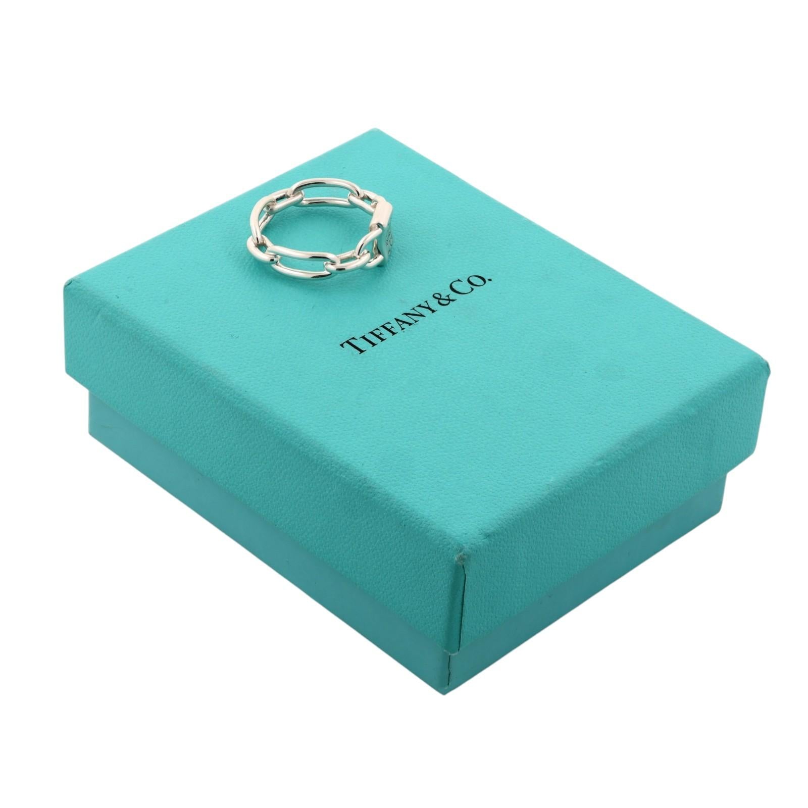 Tiffany & Co. 1837 Padlock Chain Link Ring Sterling Silver 925 Size 9
