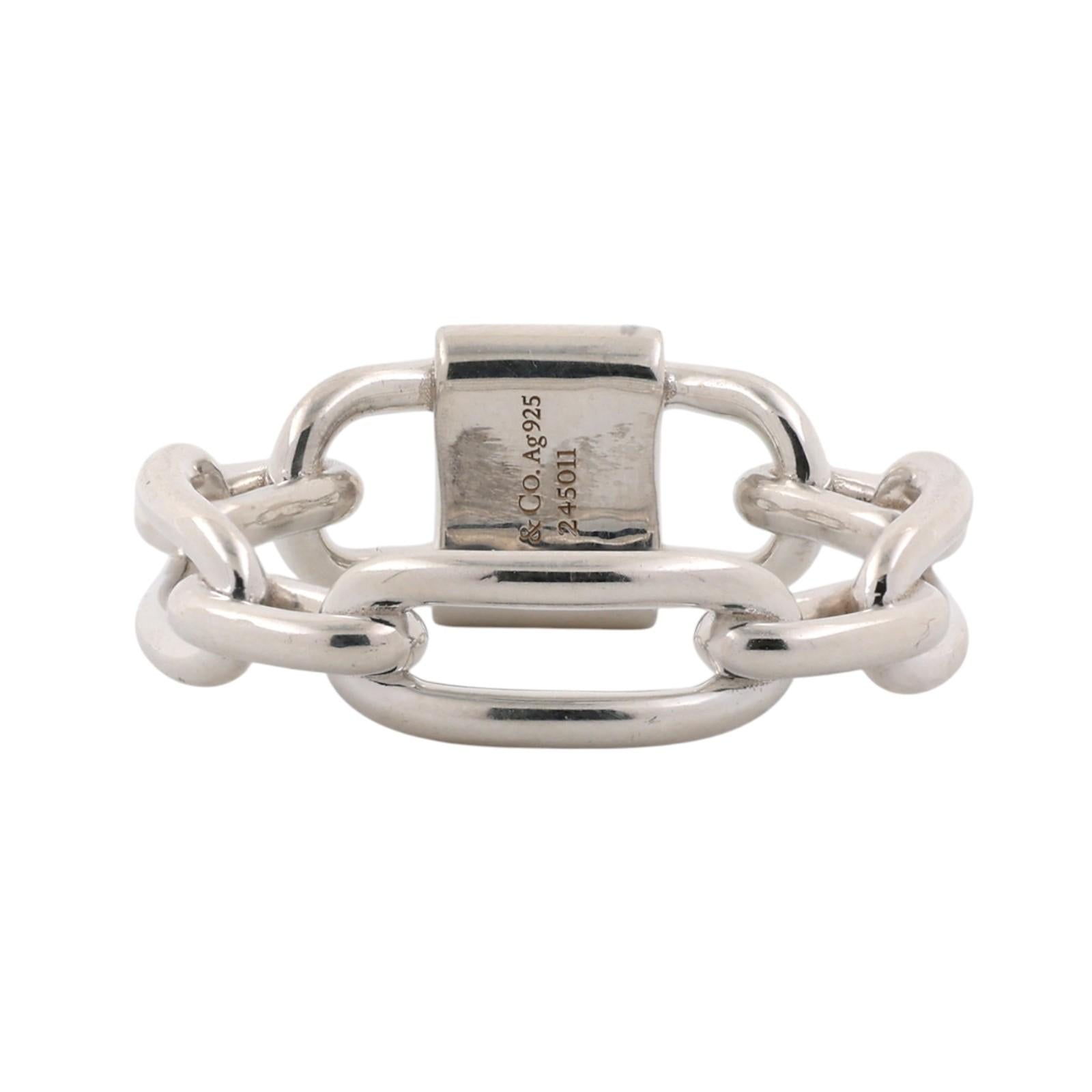 Tiffany & Co. 1837 Padlock Chain Link Ring Sterling Silver 925 Size 9