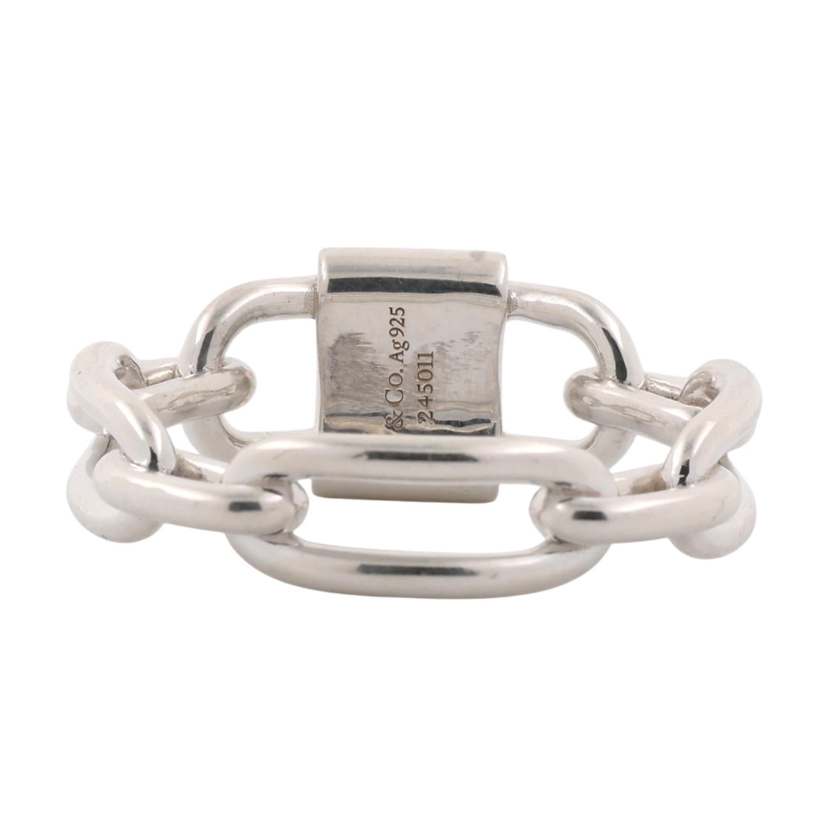 Tiffany & Co. 1837 Padlock Chain Link Ring Sterling Silver 925 Size 9