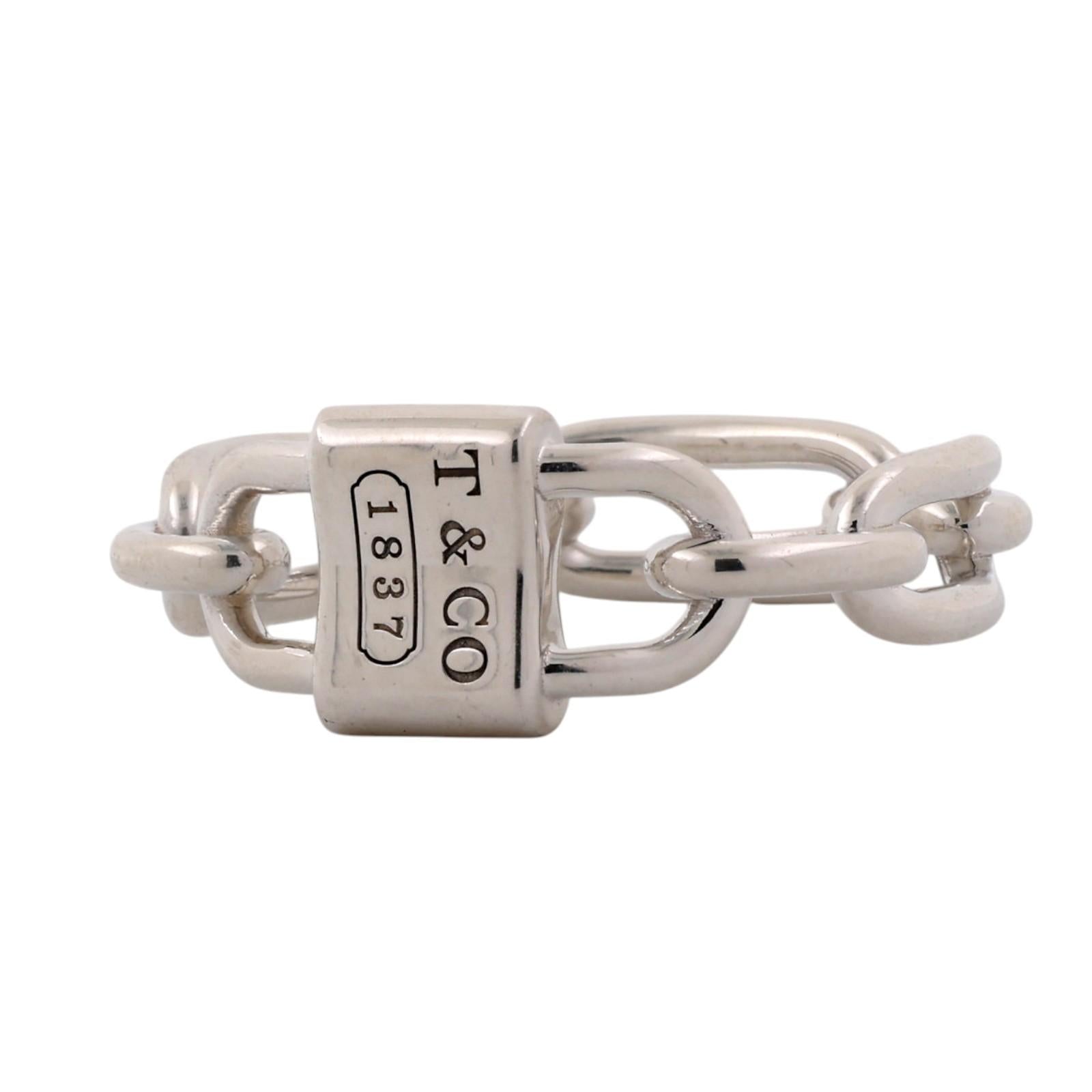 Tiffany & Co. 1837 Padlock Chain Link Ring Sterling Silver 925 Size 9