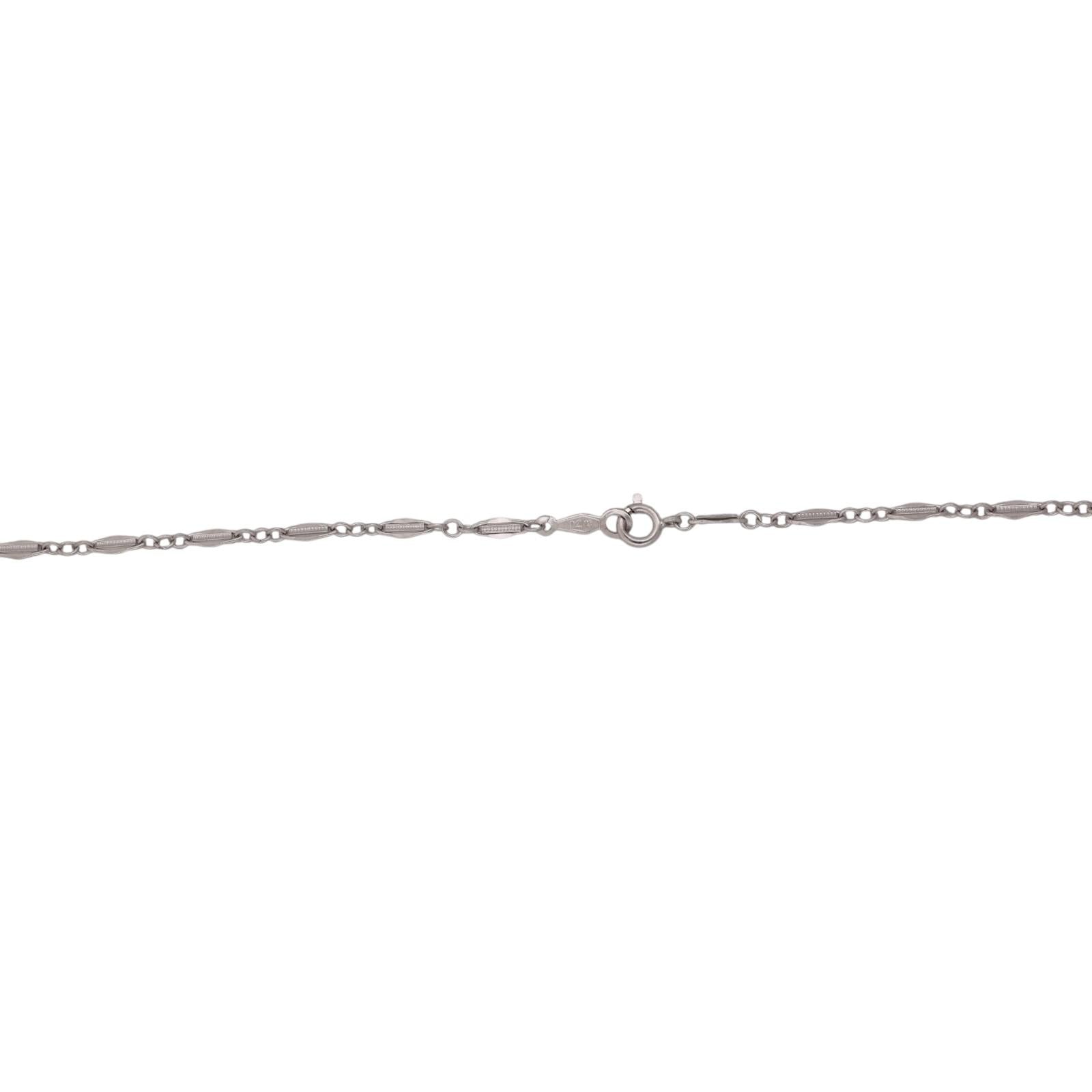 Natural Emerald Pendant Necklace 14K White Gold 0.45 CT 18" Estate