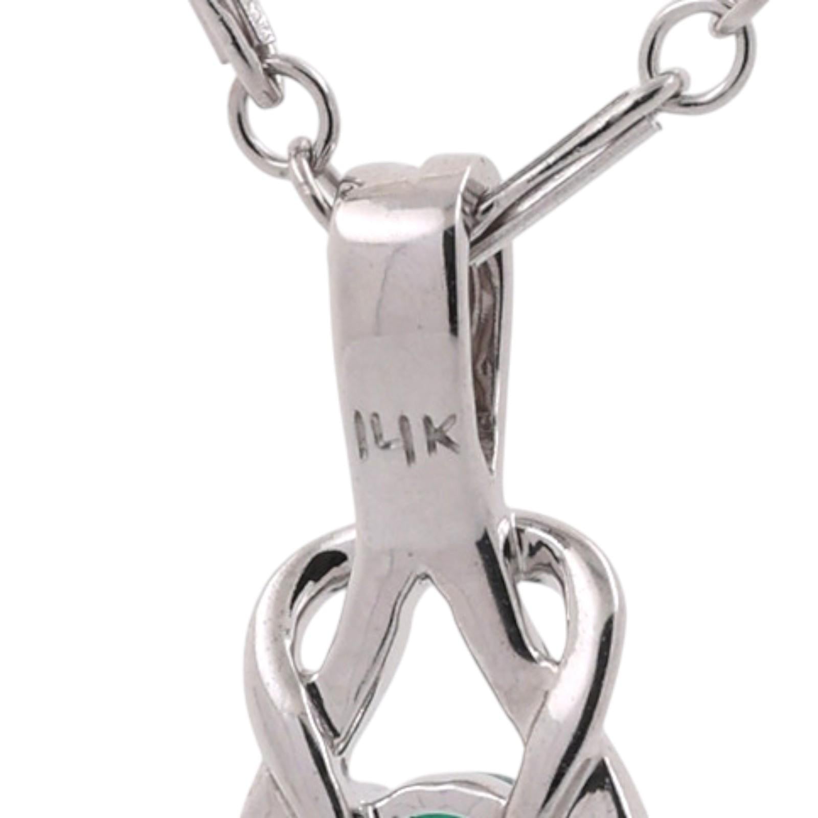 Natural Emerald Pendant Necklace 14K White Gold 0.45 CT 18" Estate
