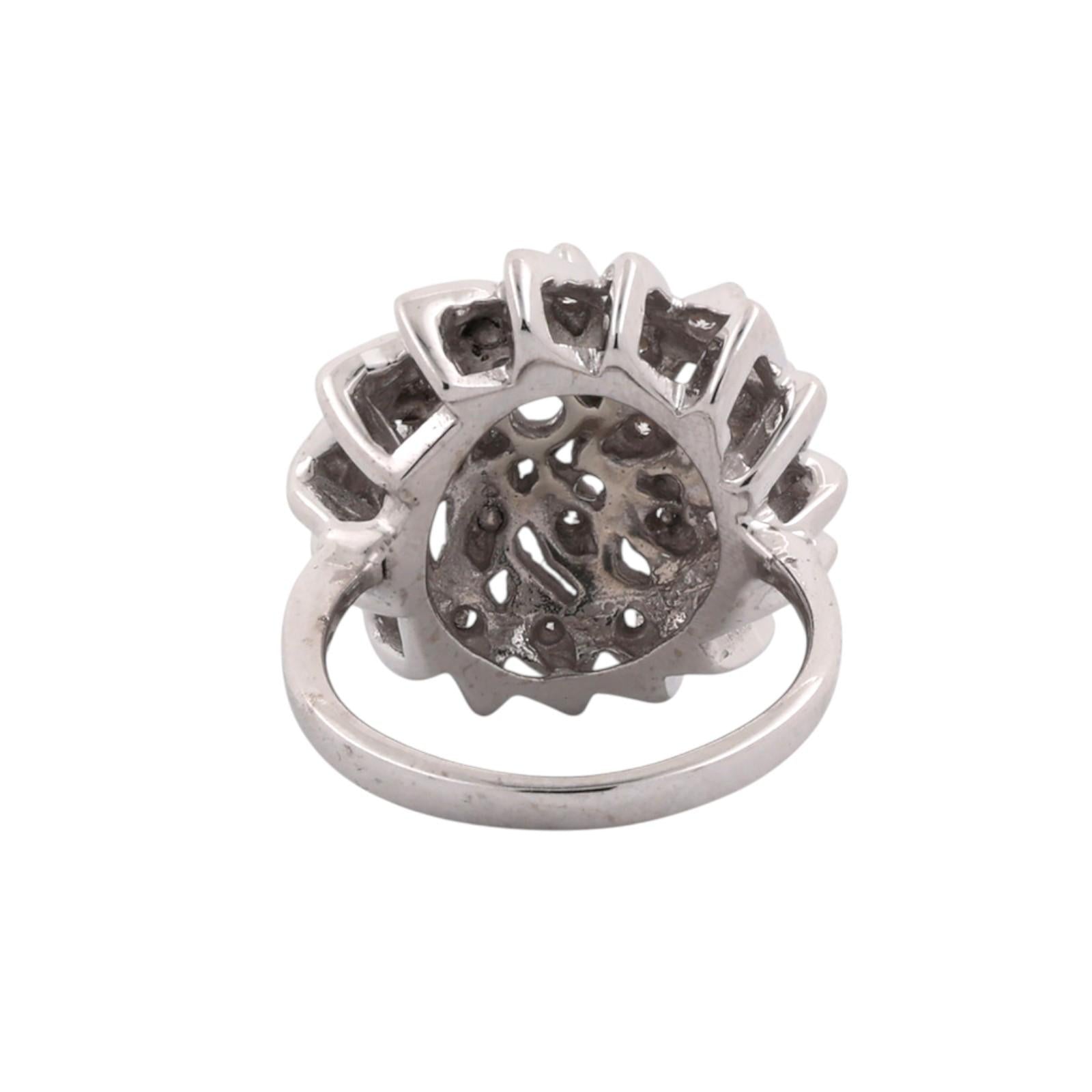 White Gold Natural Diamond Large Floral Cluster Cocktail Ring 0.40 CTW Size 5