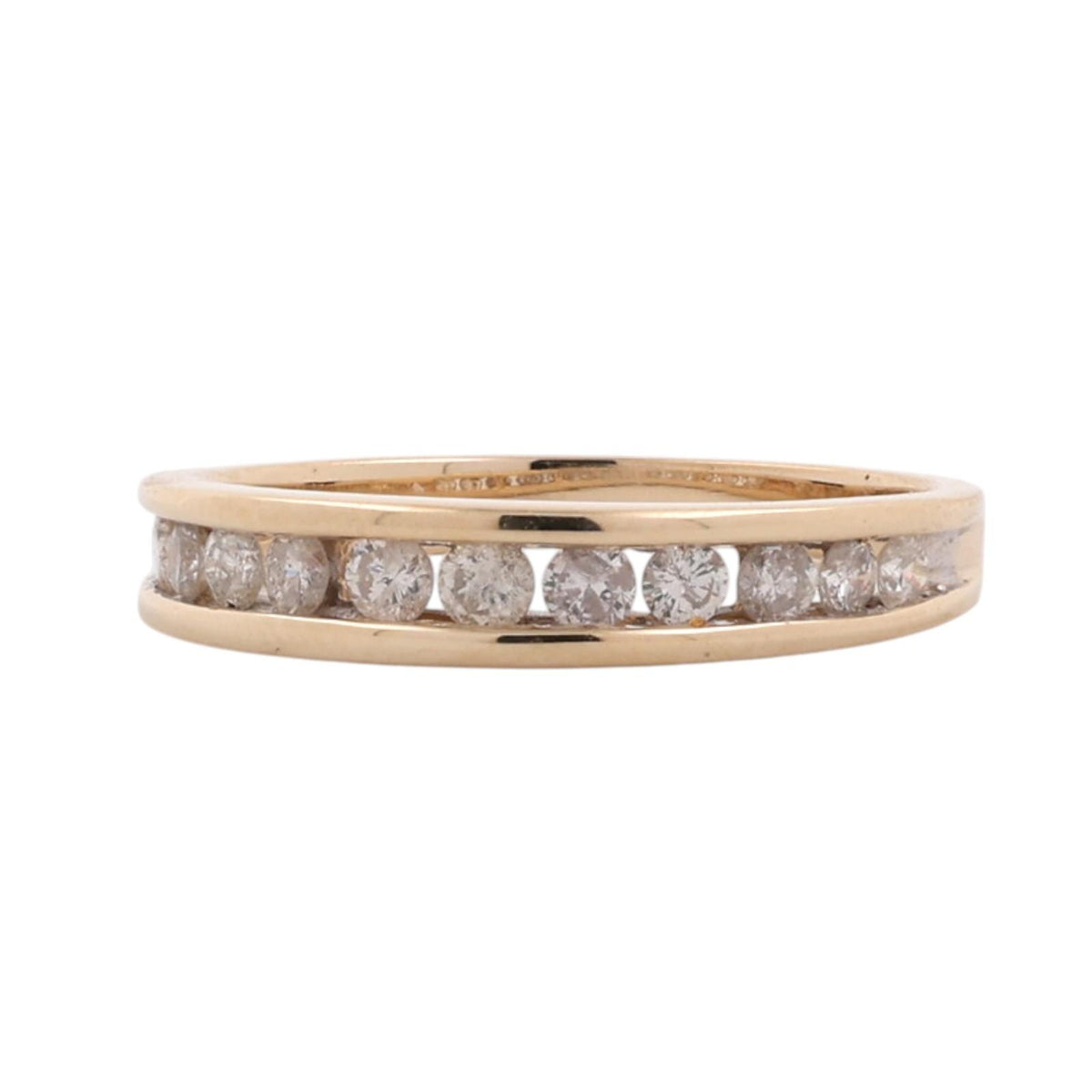 14K Yellow Gold 0.60 CTW Natural Diamond Channel Set Wedding Band Ring Size 7