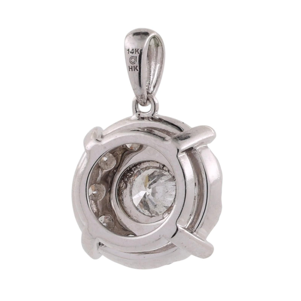 Natural Diamond Halo Cluster Pendant White Gold 0.90 CTW 11.5mm