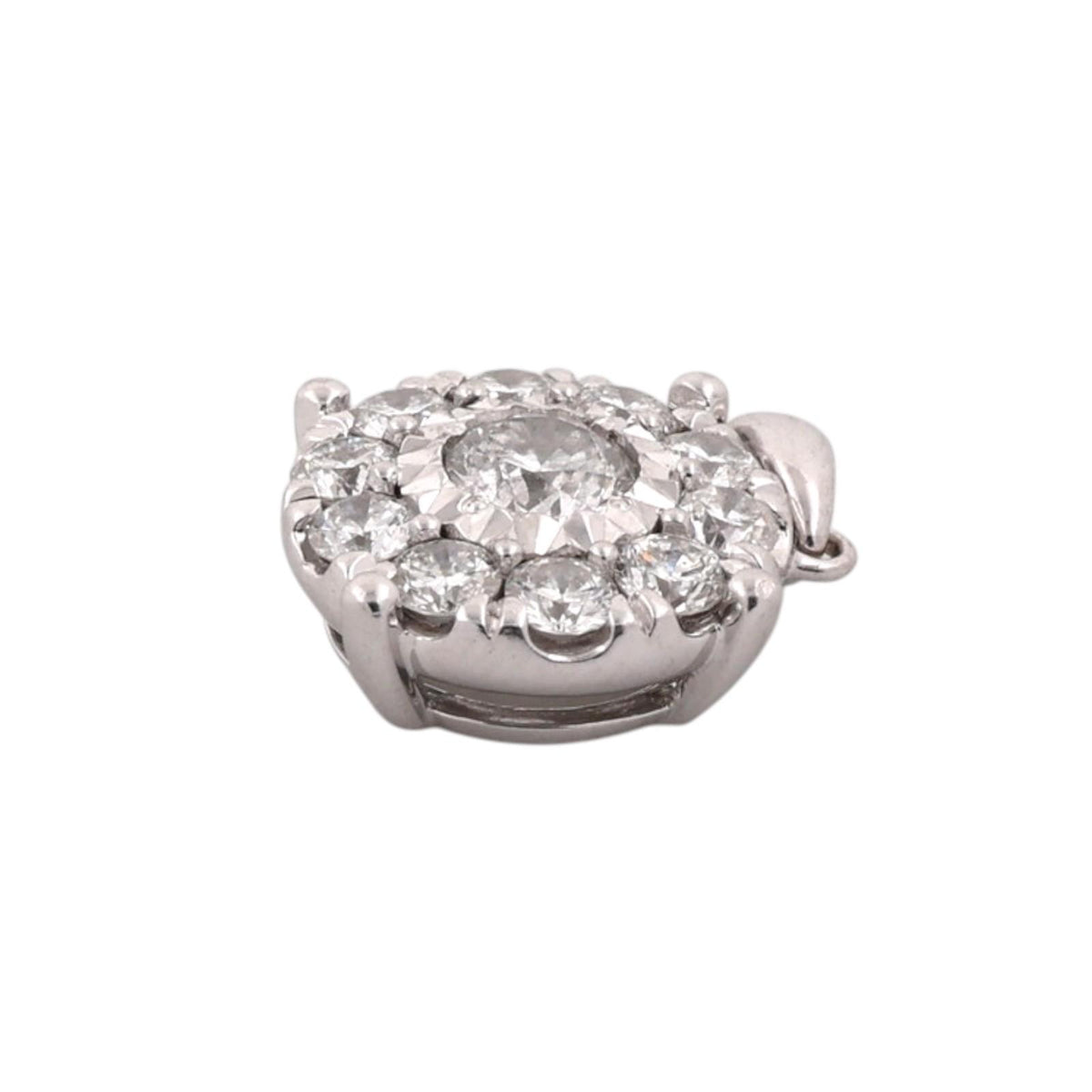 Natural Diamond Halo Cluster Pendant White Gold 0.90 CTW 11.5mm