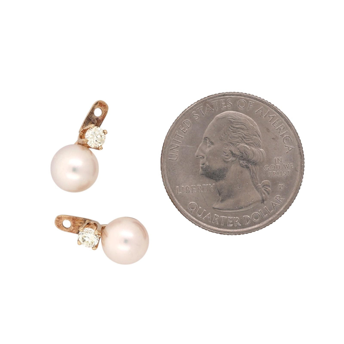 Akoya Pearl Natural Diamond Earring Jackets Yellow Gold 0.35 CTW Vintage