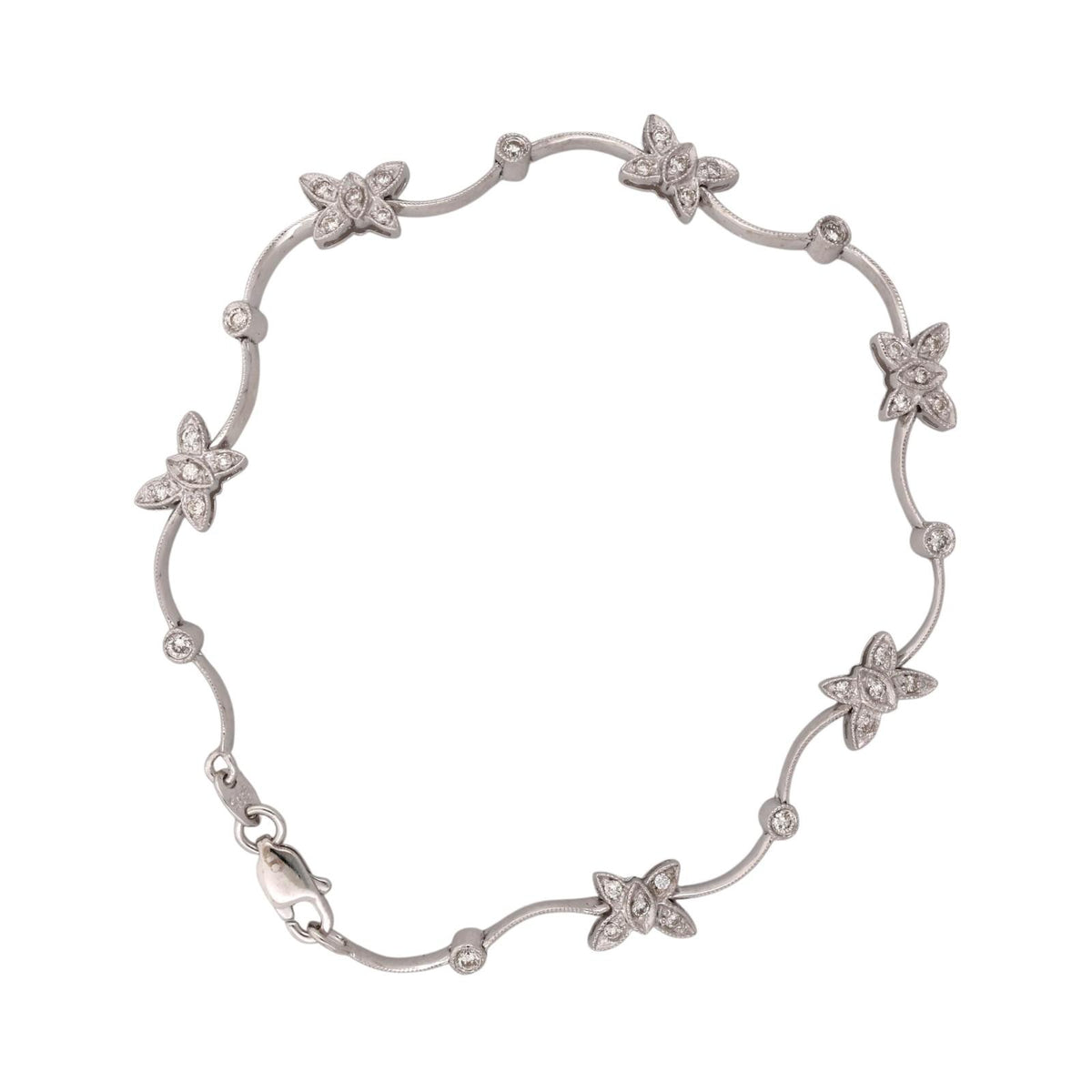 Natural Diamond Butterfly Station Bracelet 14K White Gold 0.40 CTW 6.75"