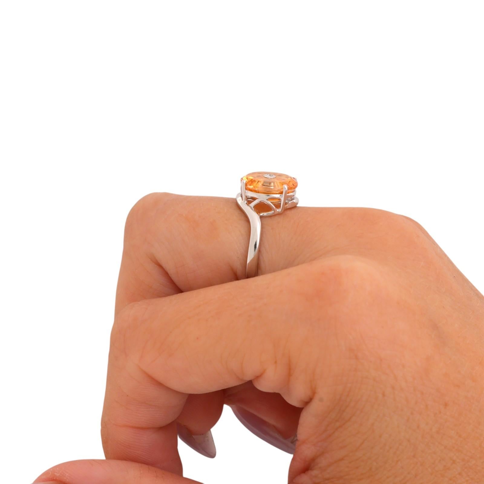 Glenn Lehrer Torus Ring Citrine Diamond Ring 10K White Gold Size 7