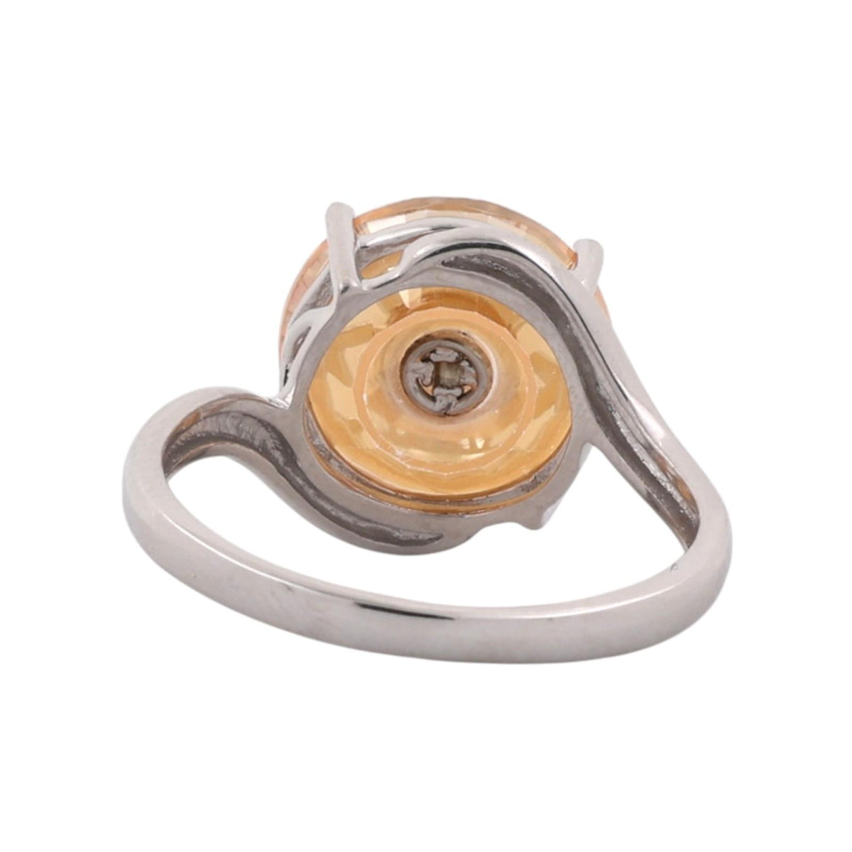 Glenn Lehrer Torus Ring Citrine Diamond Ring 10K White Gold Size 7