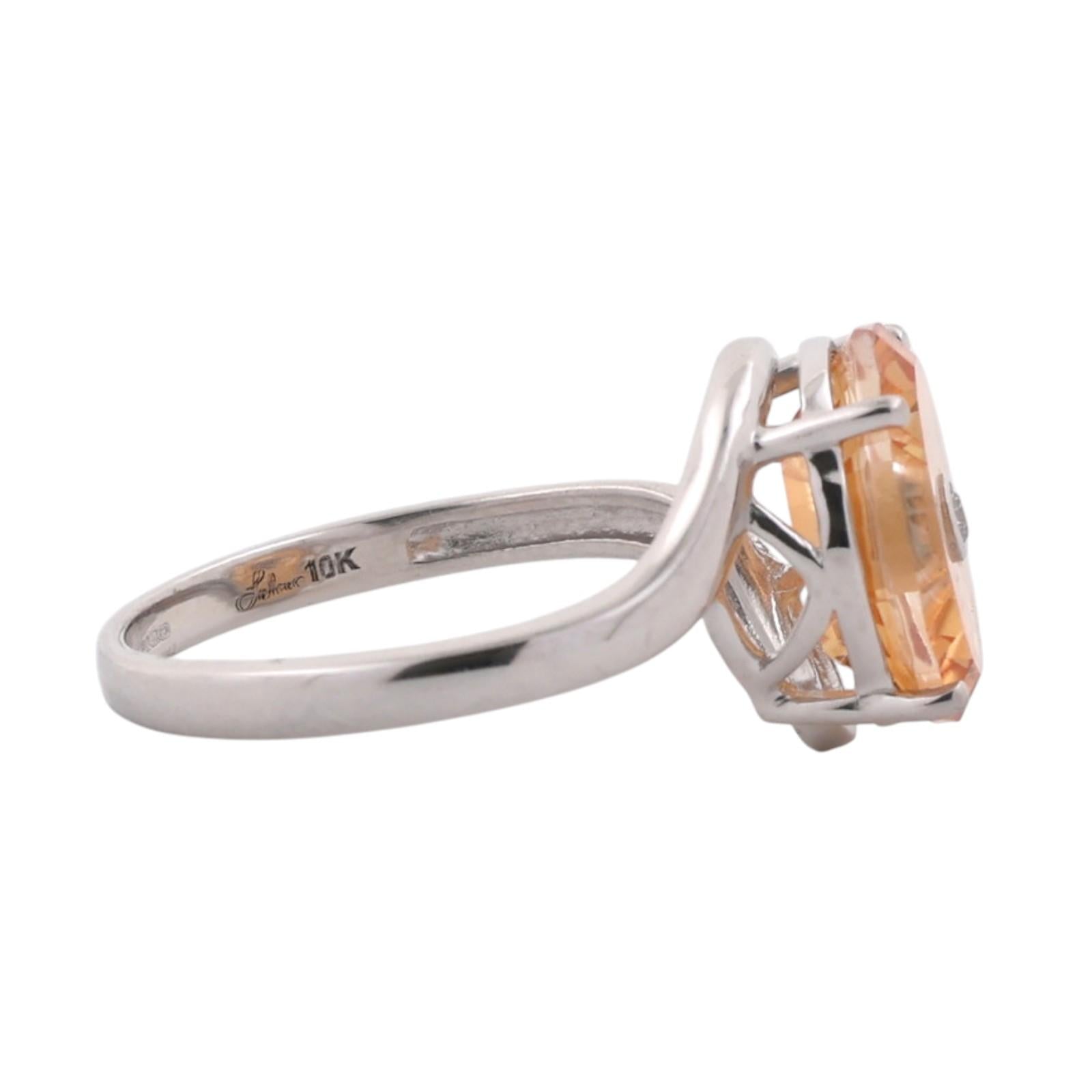 Glenn Lehrer Torus Ring Citrine Diamond Ring 10K White Gold Size 7