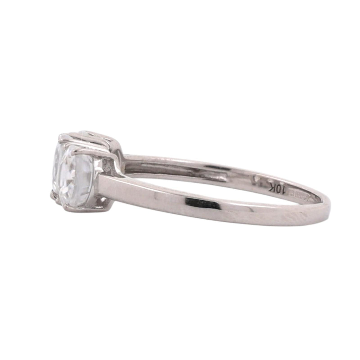 White Topaz 3 Stone Ring 10K White Gold 1.20 CTW Oval Gems Size 7.25