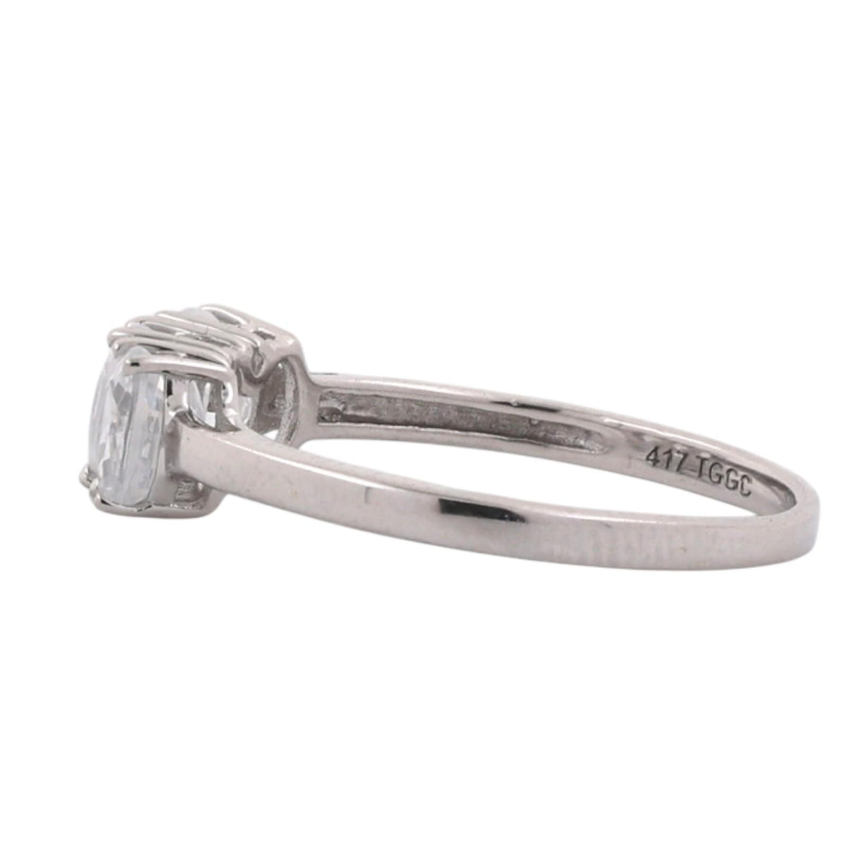 White Topaz 3 Stone Ring 10K White Gold 1.20 CTW Oval Gems Size 7.25