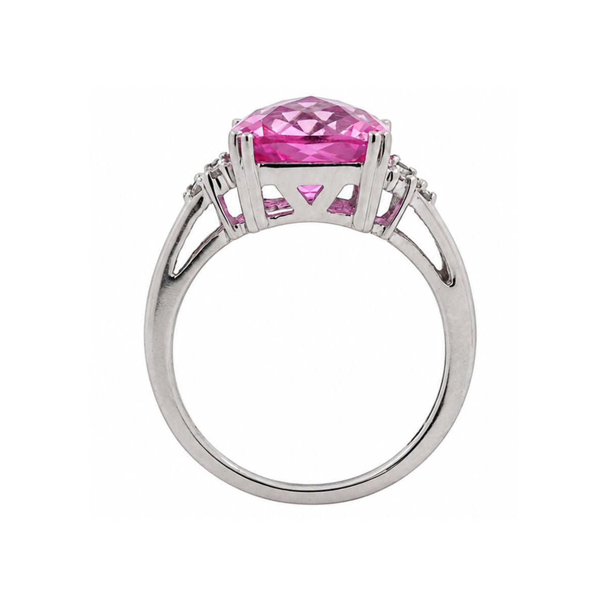Pink Sapphire Diamond Cocktail Ring 10K White Gold 6.25 CTW Lab Grown Size 7.25