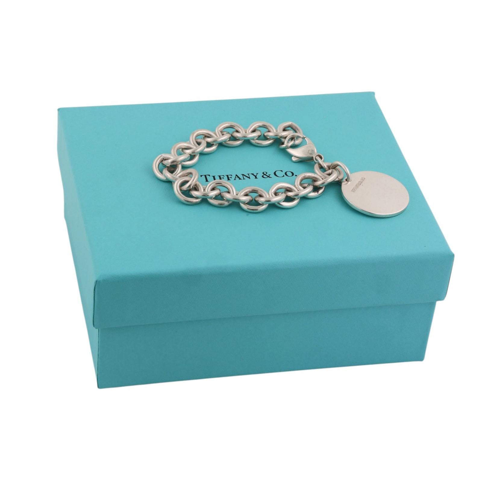 Tiffany & Co. 925 Sterling Silver Round Tag Charm Bracelet 7.5" 37.3g
