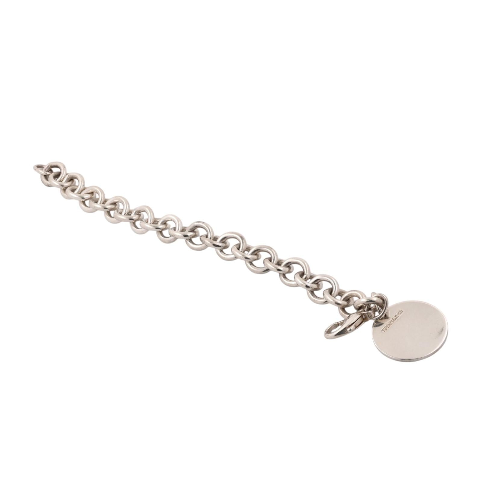 Tiffany & Co. 925 Sterling Silver Round Tag Charm Bracelet 7.5" 37.3g
