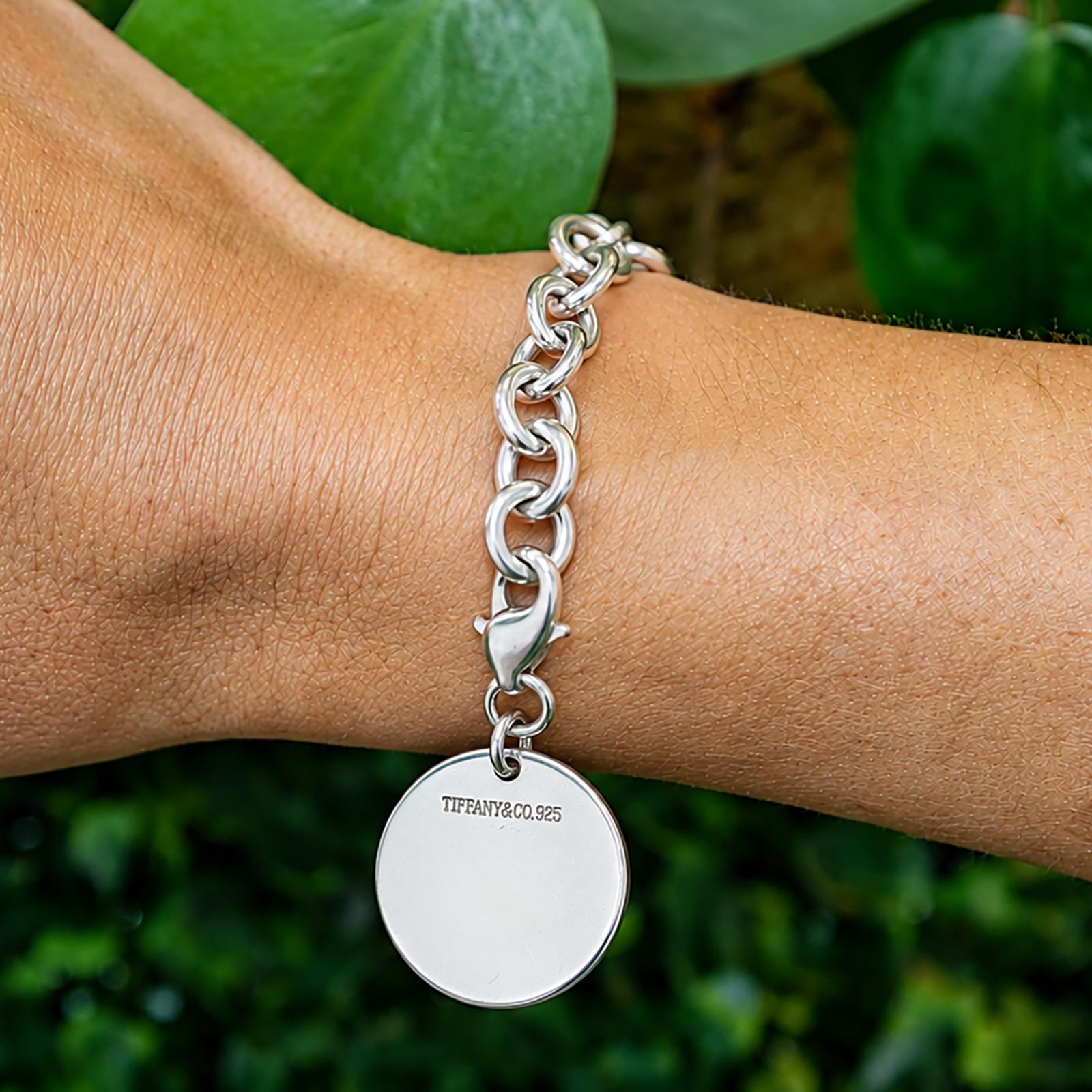 Tiffany & Co. 925 Sterling Silver Round Tag Charm Bracelet 7.5" 37.3g