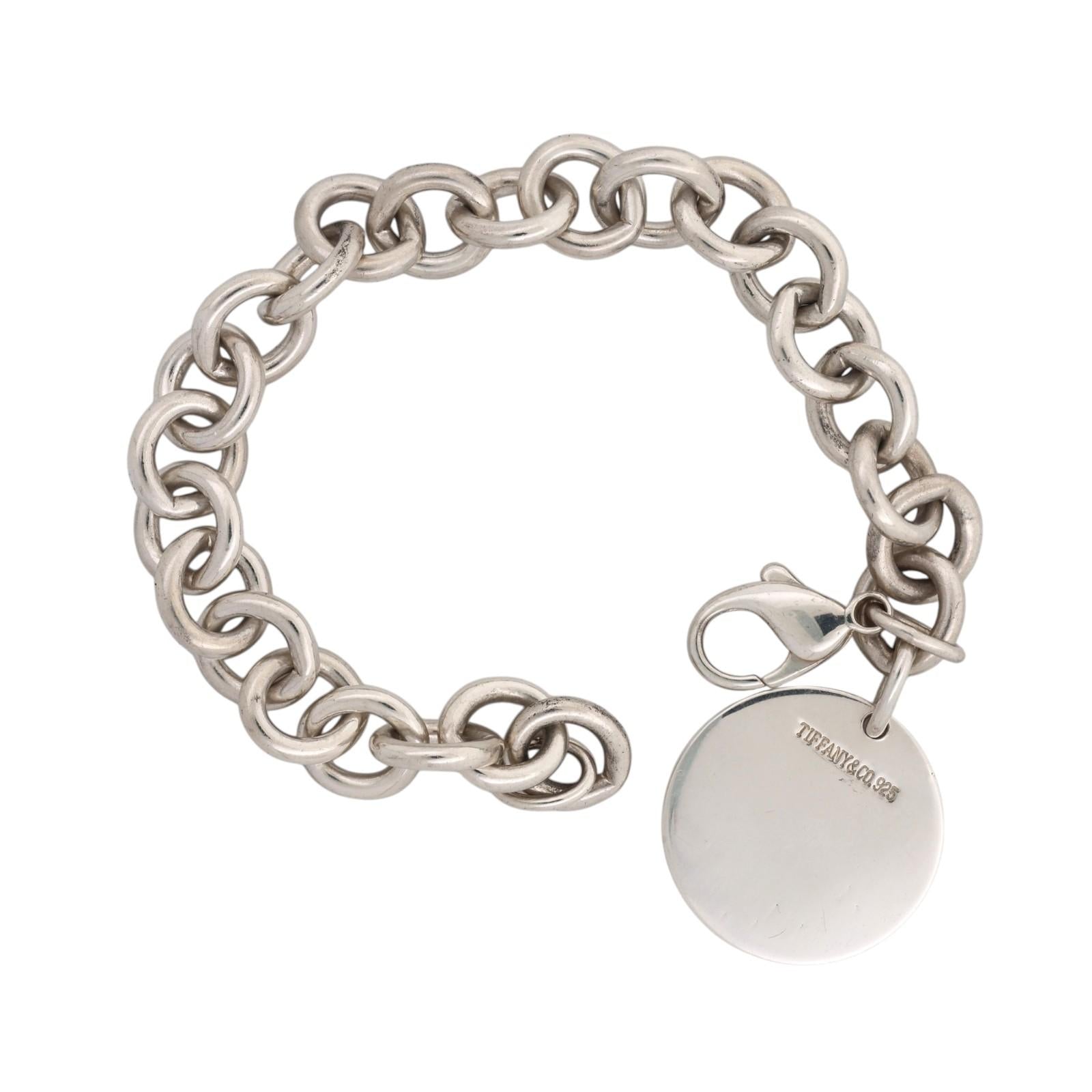Tiffany & Co. 925 Sterling Silver Round Tag Charm Bracelet 7.5" 37.3g