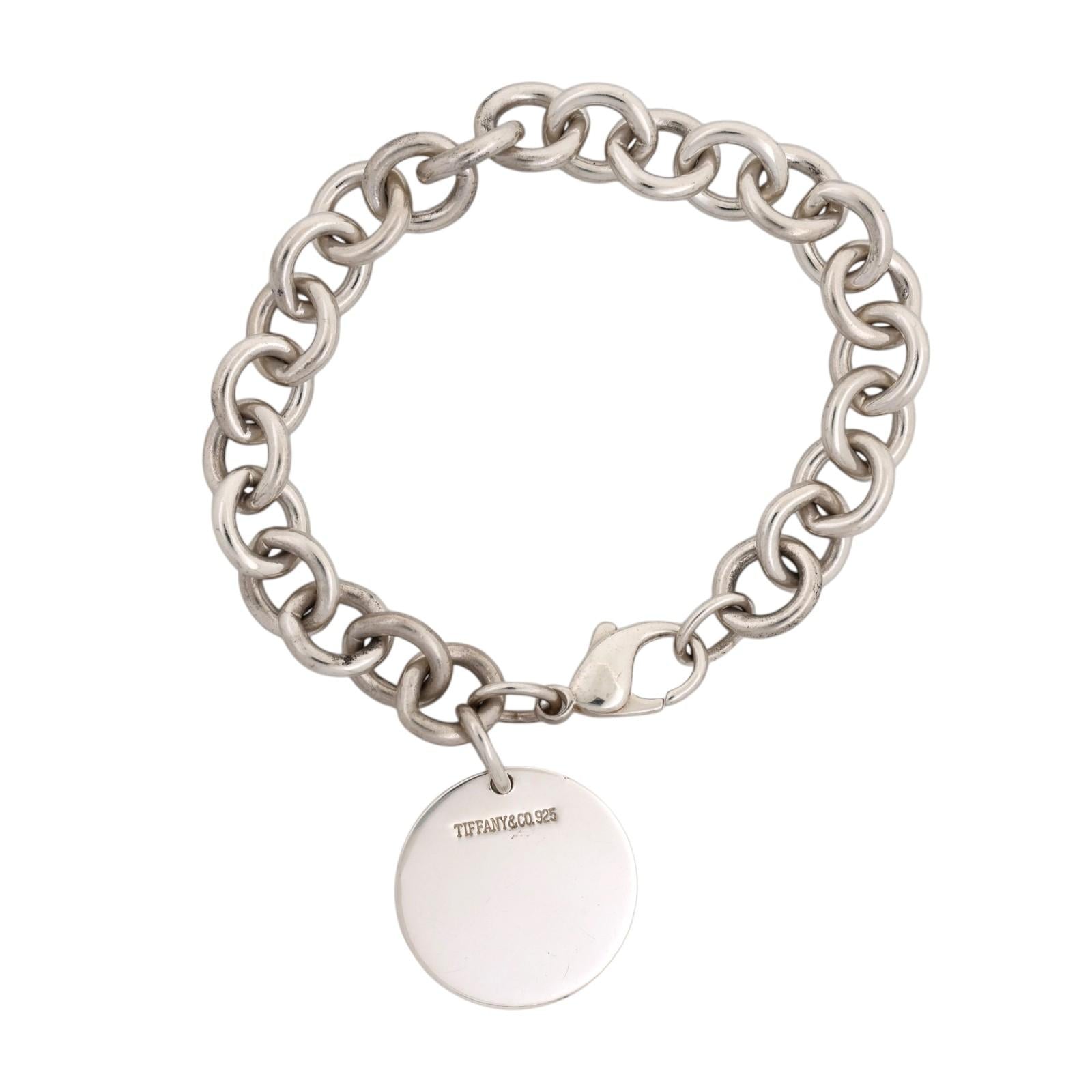 Tiffany & Co. 925 Sterling Silver Round Tag Charm Bracelet 7.5" 37.3g