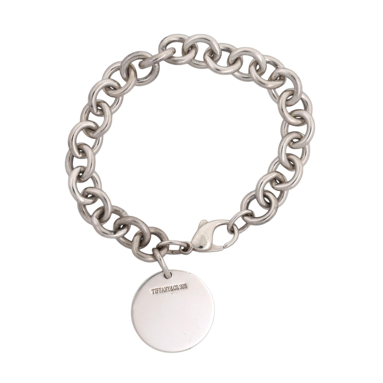 Tiffany & Co. 925 Sterling Silver Round Tag Charm Bracelet 7.5" 37.3g