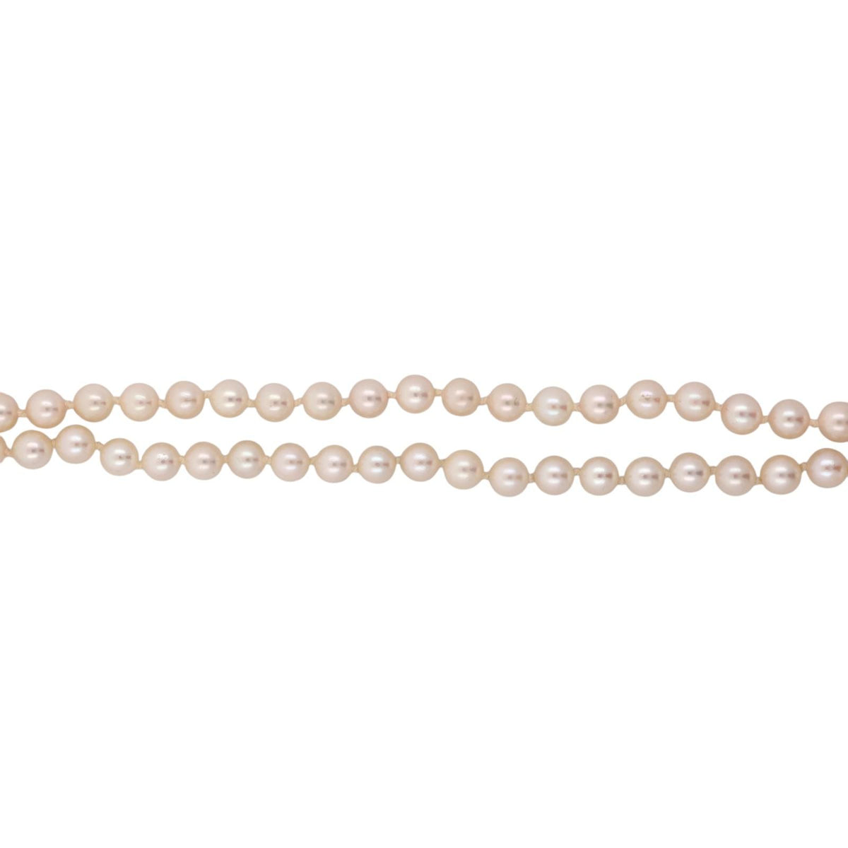 Akoya Cultured Pearl Double Strand Necklace 14K White Gold Filigree Clasp 17.25"
