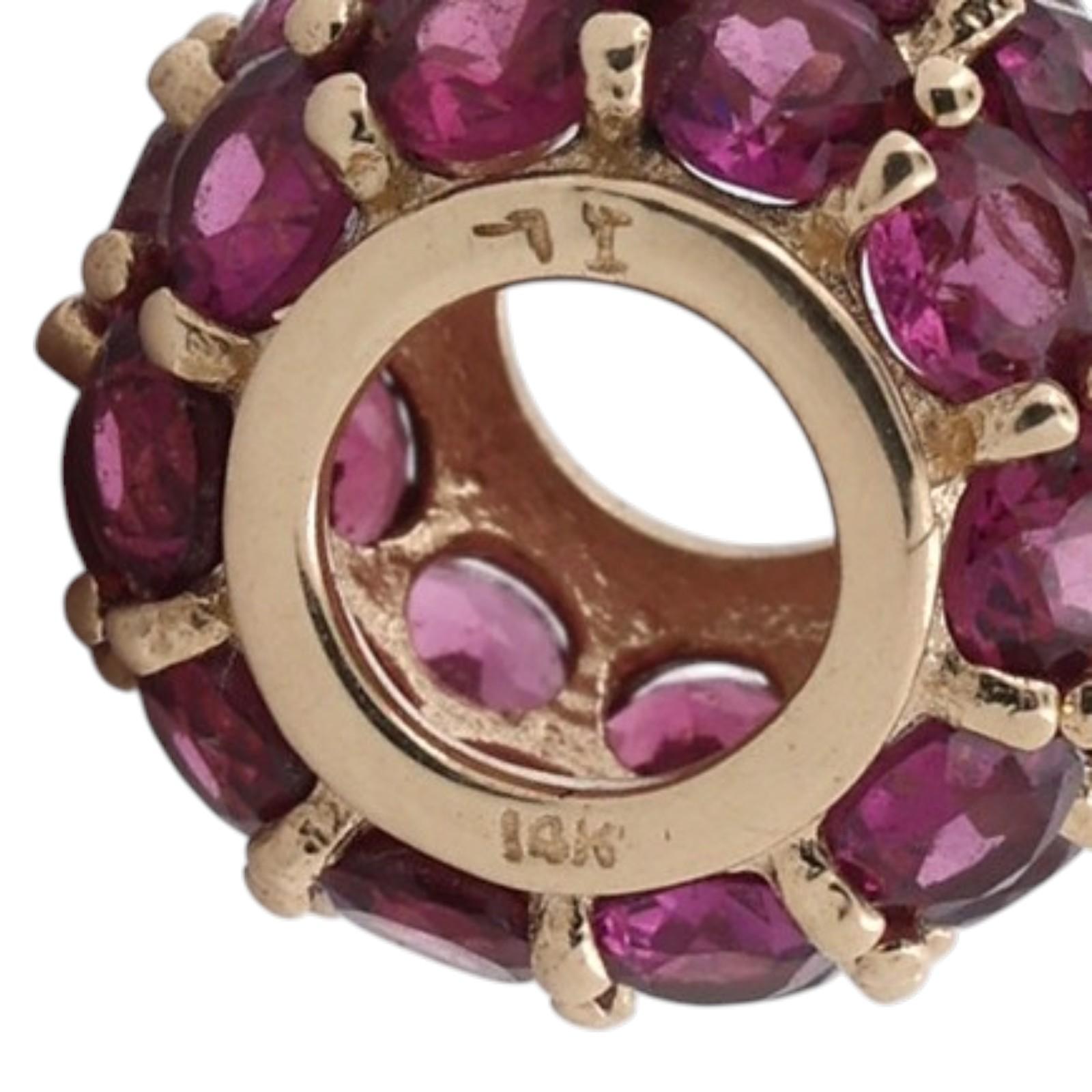 Natural Pink Tourmaline Cluster Slider Pendant Yellow Gold 1.10 CTW Estate
