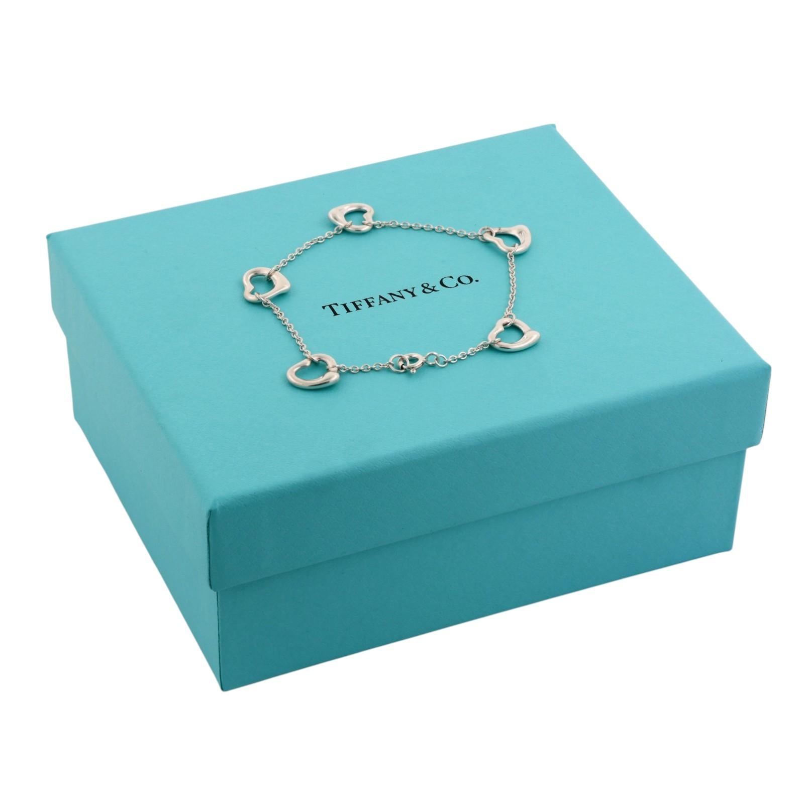 Tiffany & Co. Elsa Peretti Open Heart Sterling Silver 925 Bracelet 7.5"