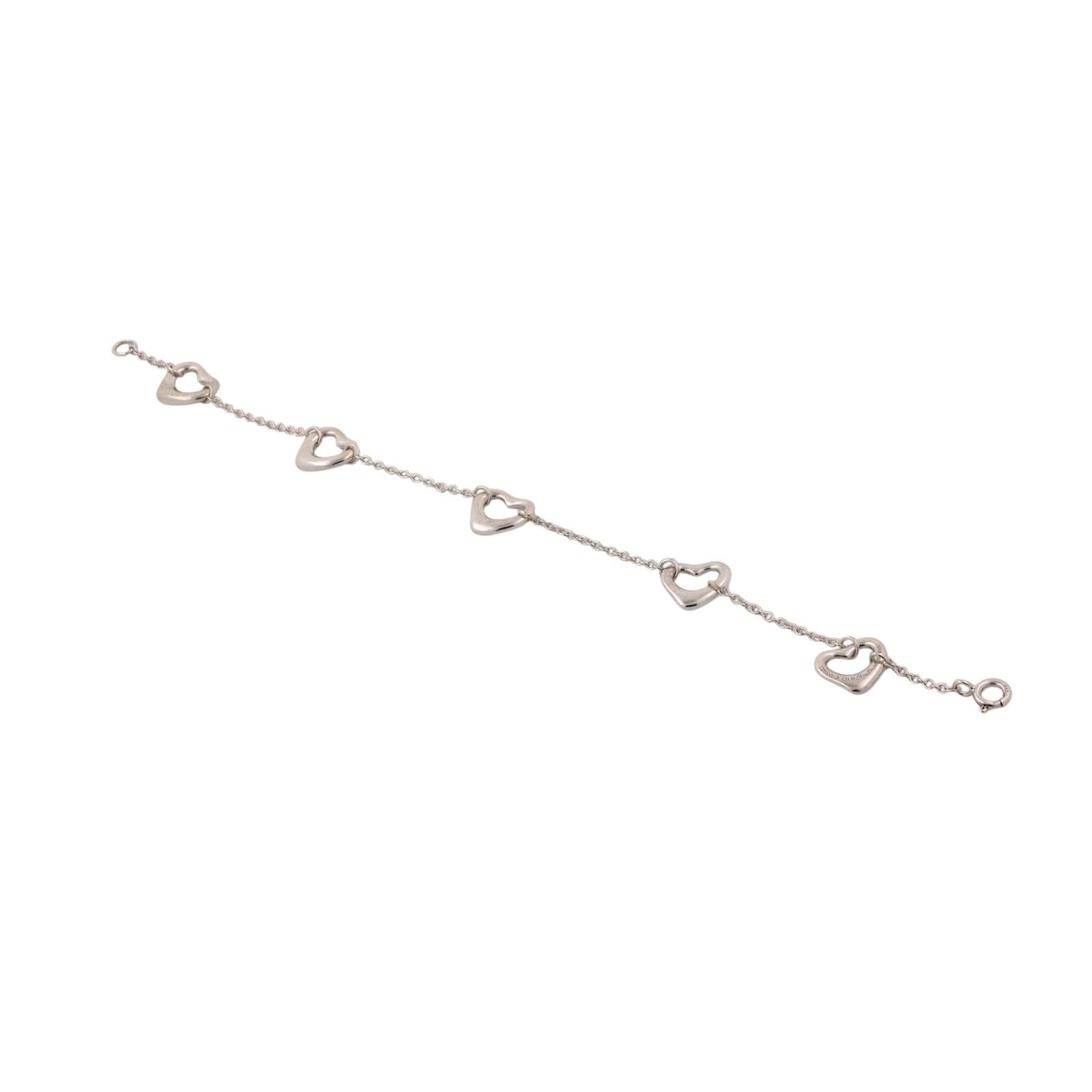 Tiffany & Co. Elsa Peretti Open Heart Sterling Silver 925 Bracelet 7.5"