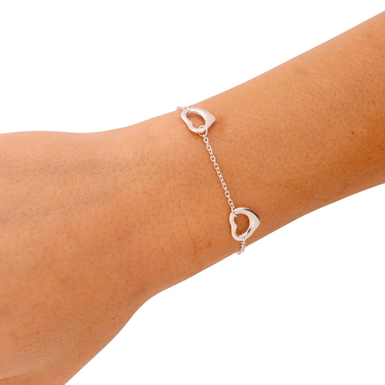 Tiffany & Co. Elsa Peretti Open Heart Sterling Silver 925 Bracelet 7.5"