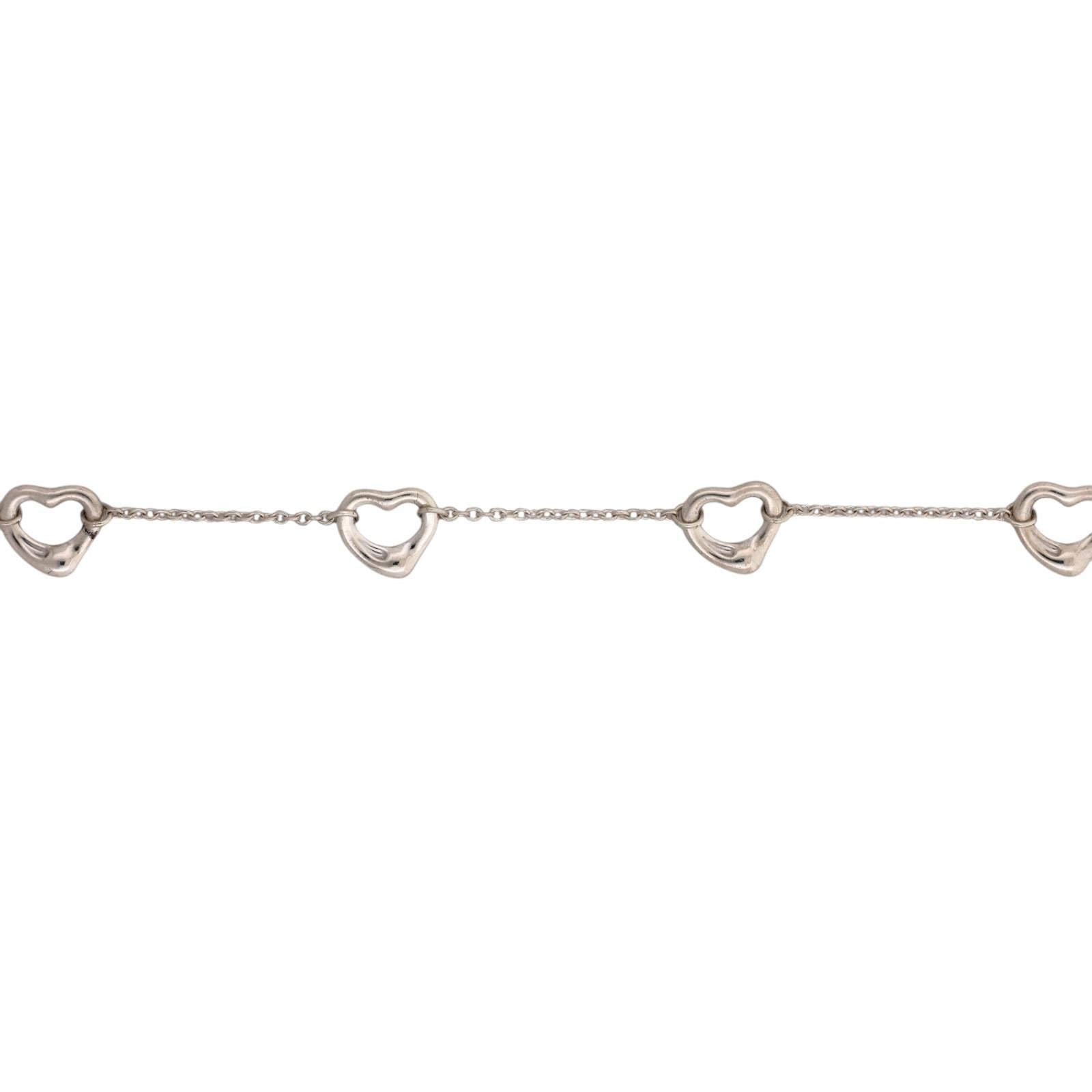 Tiffany & Co. Elsa Peretti Open Heart Sterling Silver 925 Bracelet 7.5"