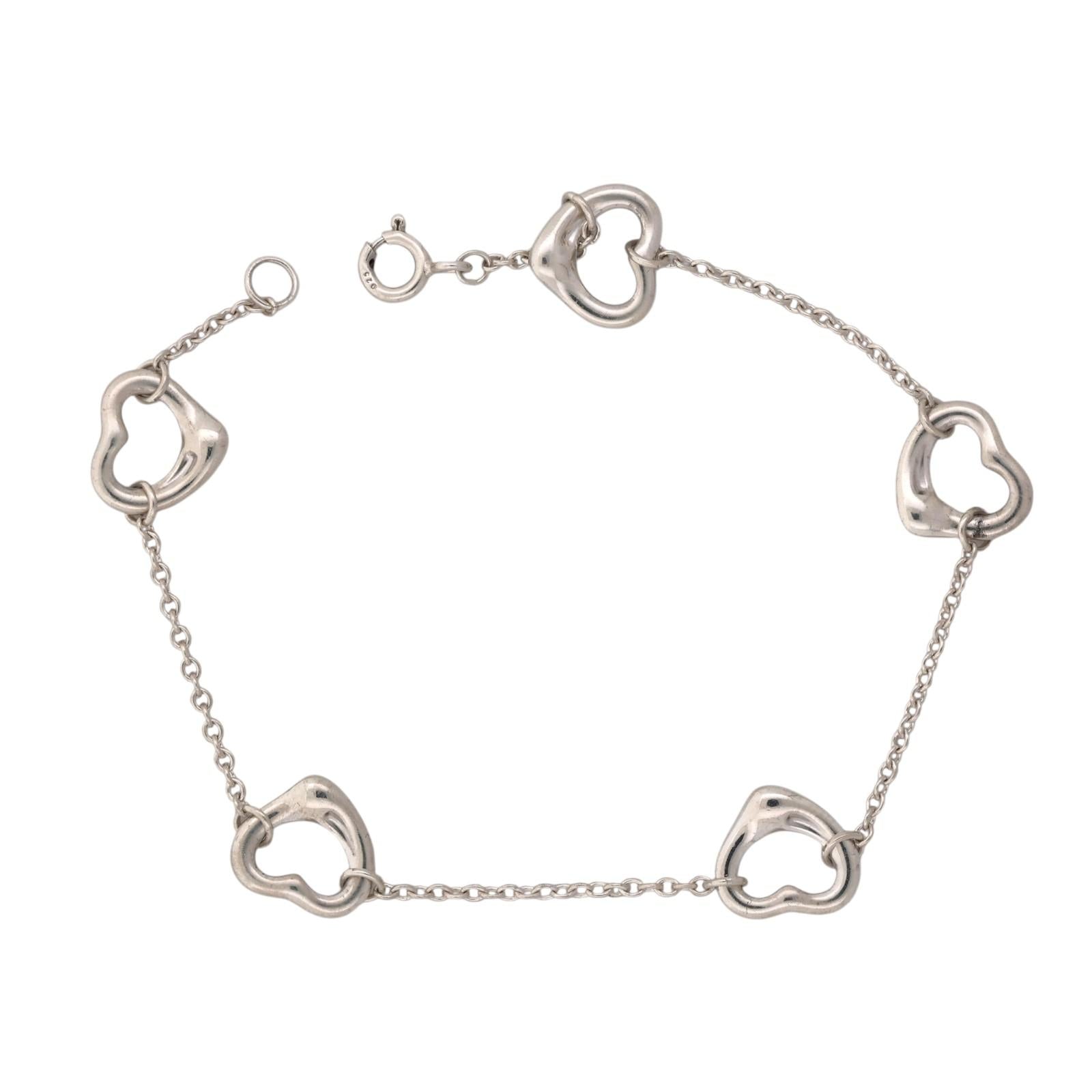 Tiffany & Co. Elsa Peretti Open Heart Sterling Silver 925 Bracelet 7.5"