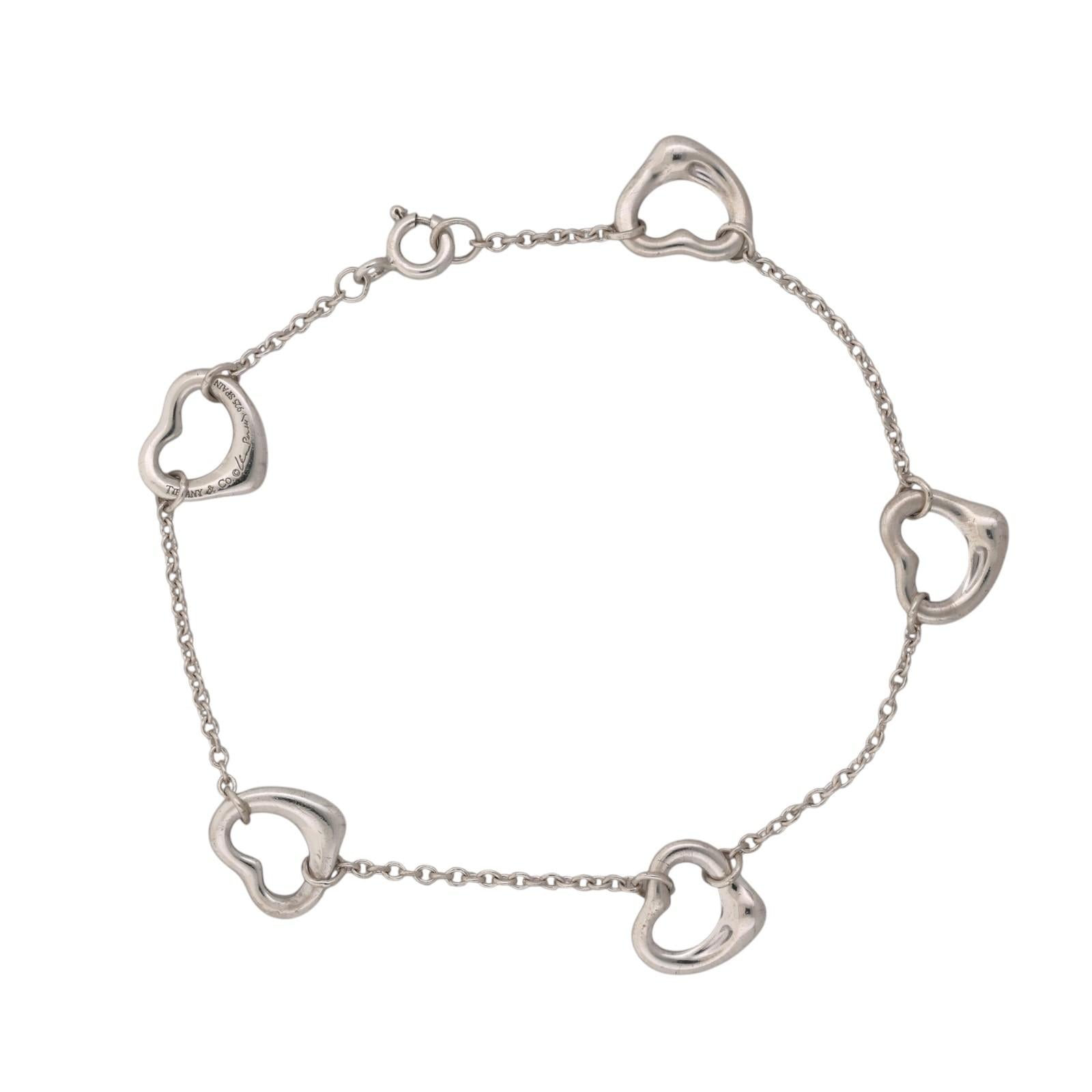 Tiffany & Co. Elsa Peretti Open Heart Sterling Silver 925 Bracelet 7.5"