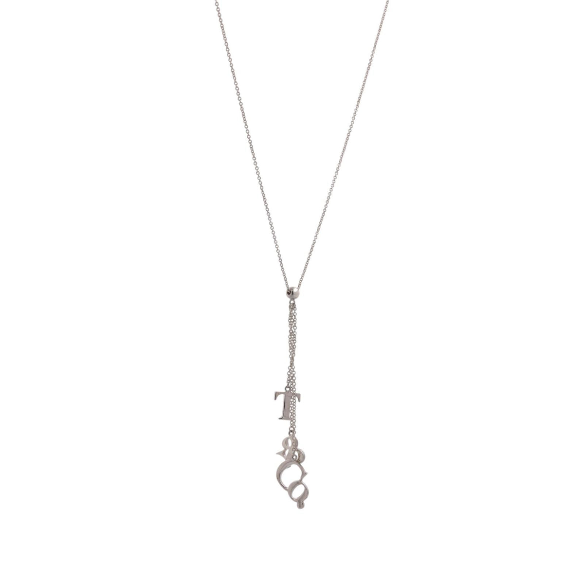 Tiffany & Co. Letter Logo Lavalier Necklace Sterling Silver 925 16" T&CO