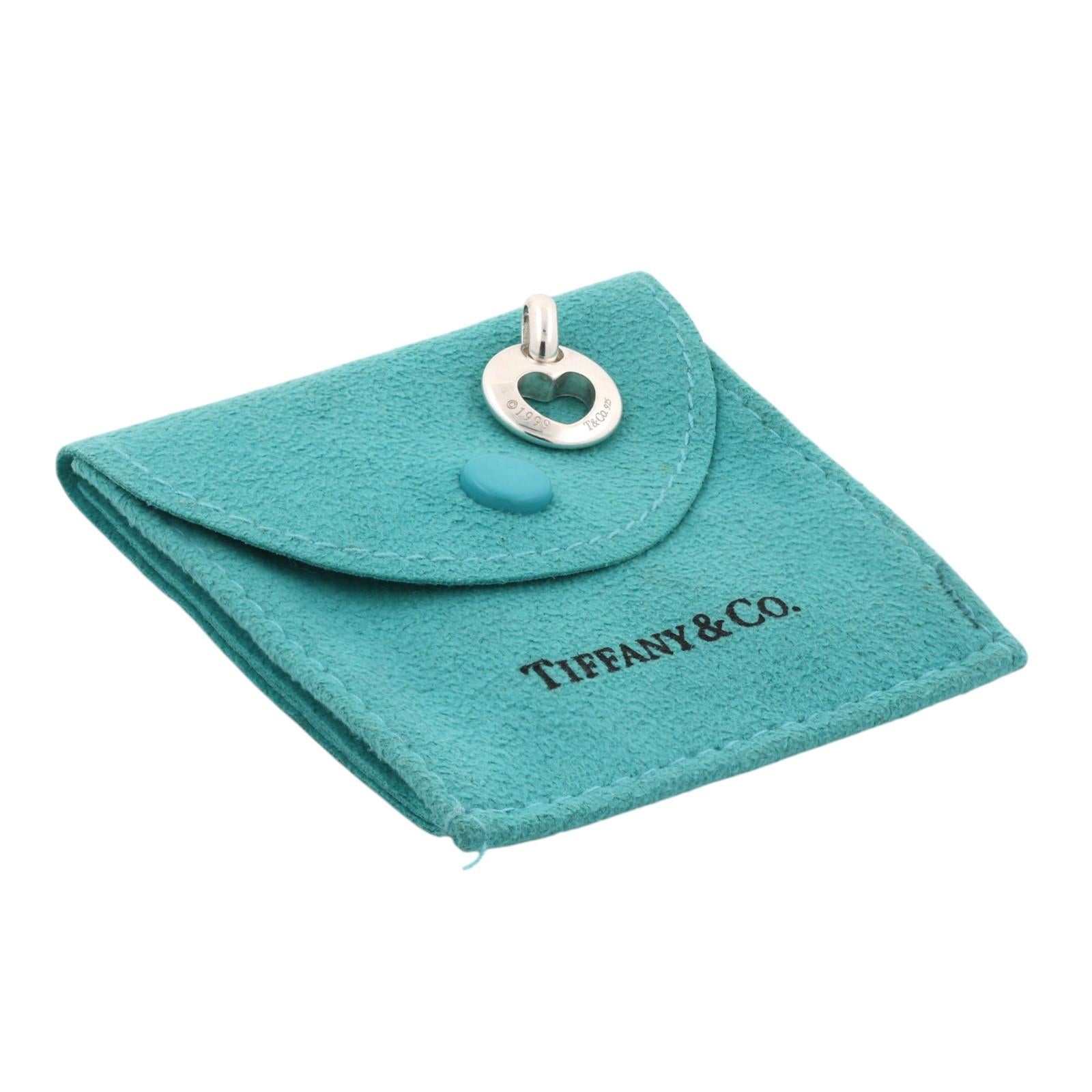 Tiffany & Co. 1999 Sterling Silver 925 Stencil Cut Out Heart Pendant Charm